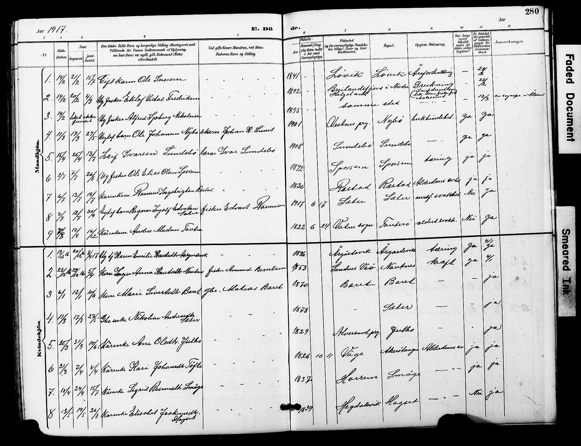 Ministerialprotokoller, klokkerbøker og fødselsregistre - Møre og Romsdal, AV/SAT-A-1454/560/L0725: Klokkerbok nr. 560C02, 1895-1930, s. 280