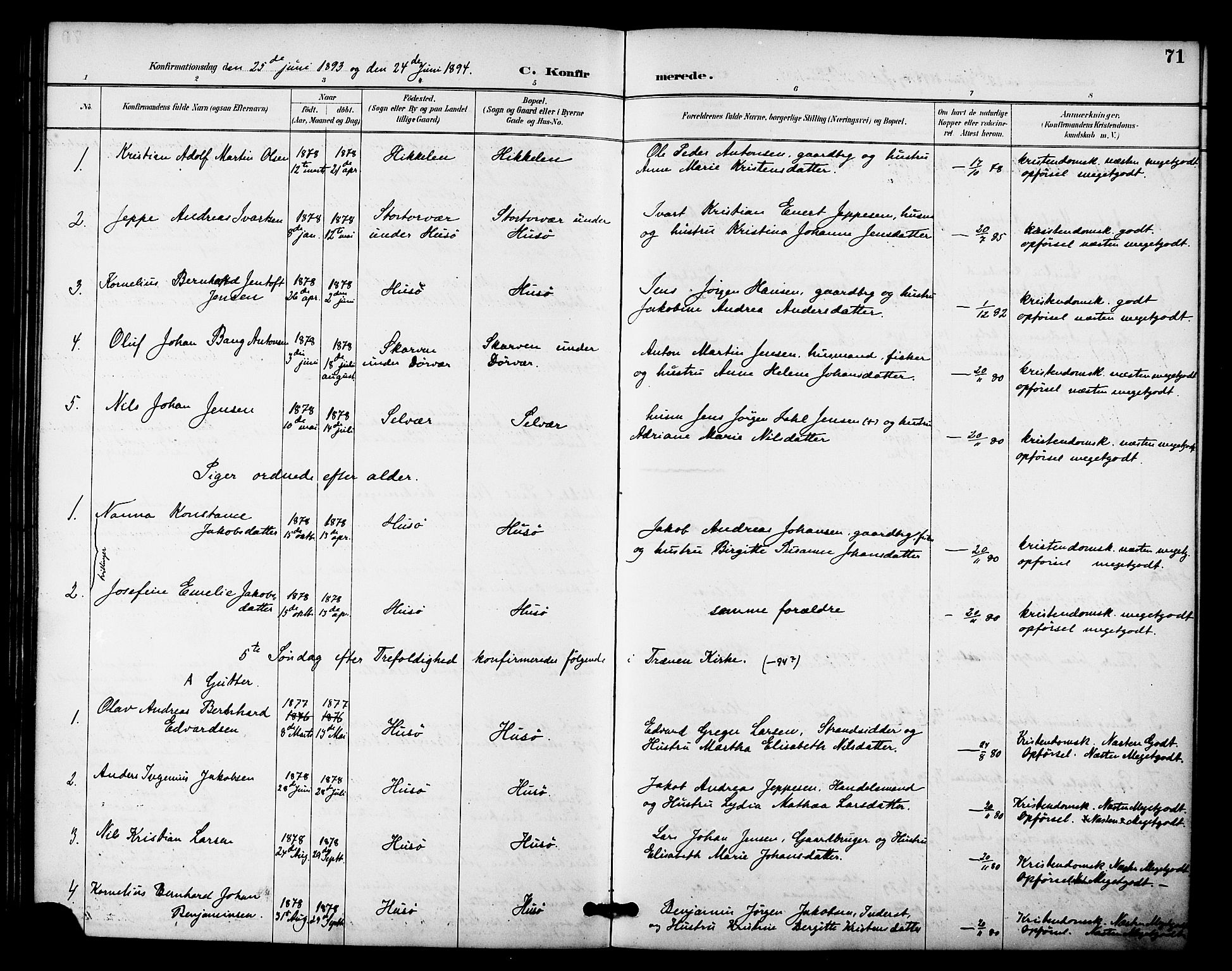 Ministerialprotokoller, klokkerbøker og fødselsregistre - Nordland, SAT/A-1459/840/L0580: Ministerialbok nr. 840A02, 1887-1909, s. 71