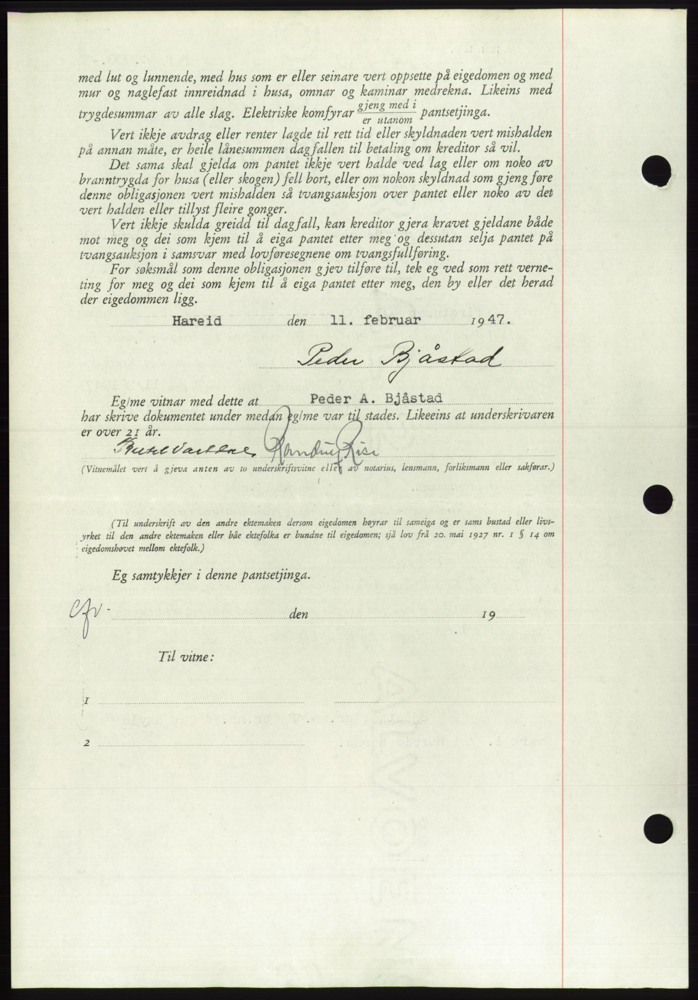 Søre Sunnmøre sorenskriveri, AV/SAT-A-4122/1/2/2C/L0114: Pantebok nr. 1-2B, 1943-1947, Dagboknr: 275/1947