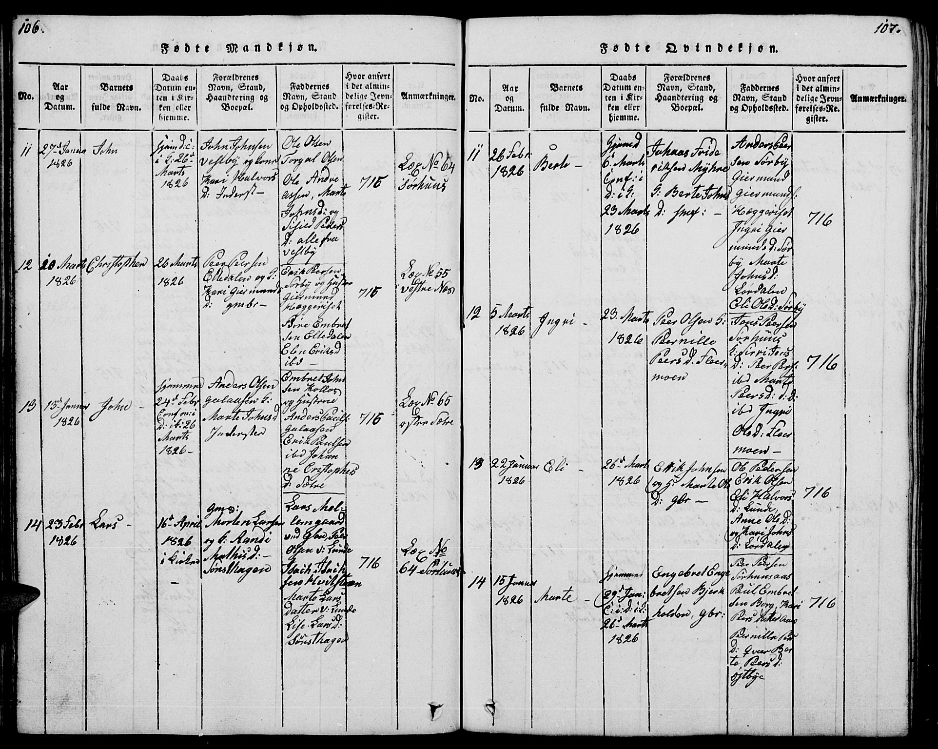 Trysil prestekontor, AV/SAH-PREST-046/H/Ha/Hab/L0004: Klokkerbok nr. 4, 1814-1841, s. 106-107