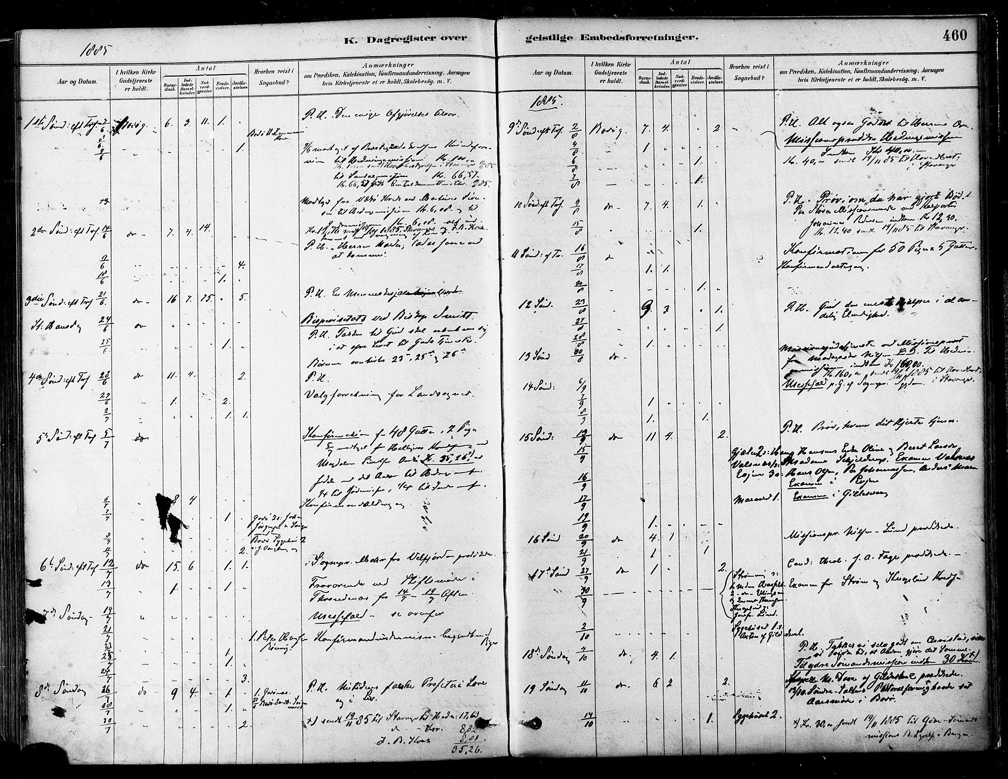 Ministerialprotokoller, klokkerbøker og fødselsregistre - Nordland, AV/SAT-A-1459/802/L0054: Ministerialbok nr. 802A01, 1879-1893, s. 460