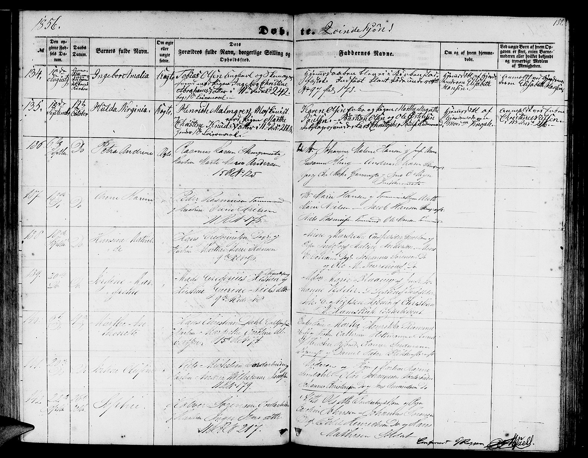 Domkirken sokneprestembete, AV/SAB-A-74801/H/Hab/L0011: Klokkerbok nr. B 4, 1856-1862, s. 132