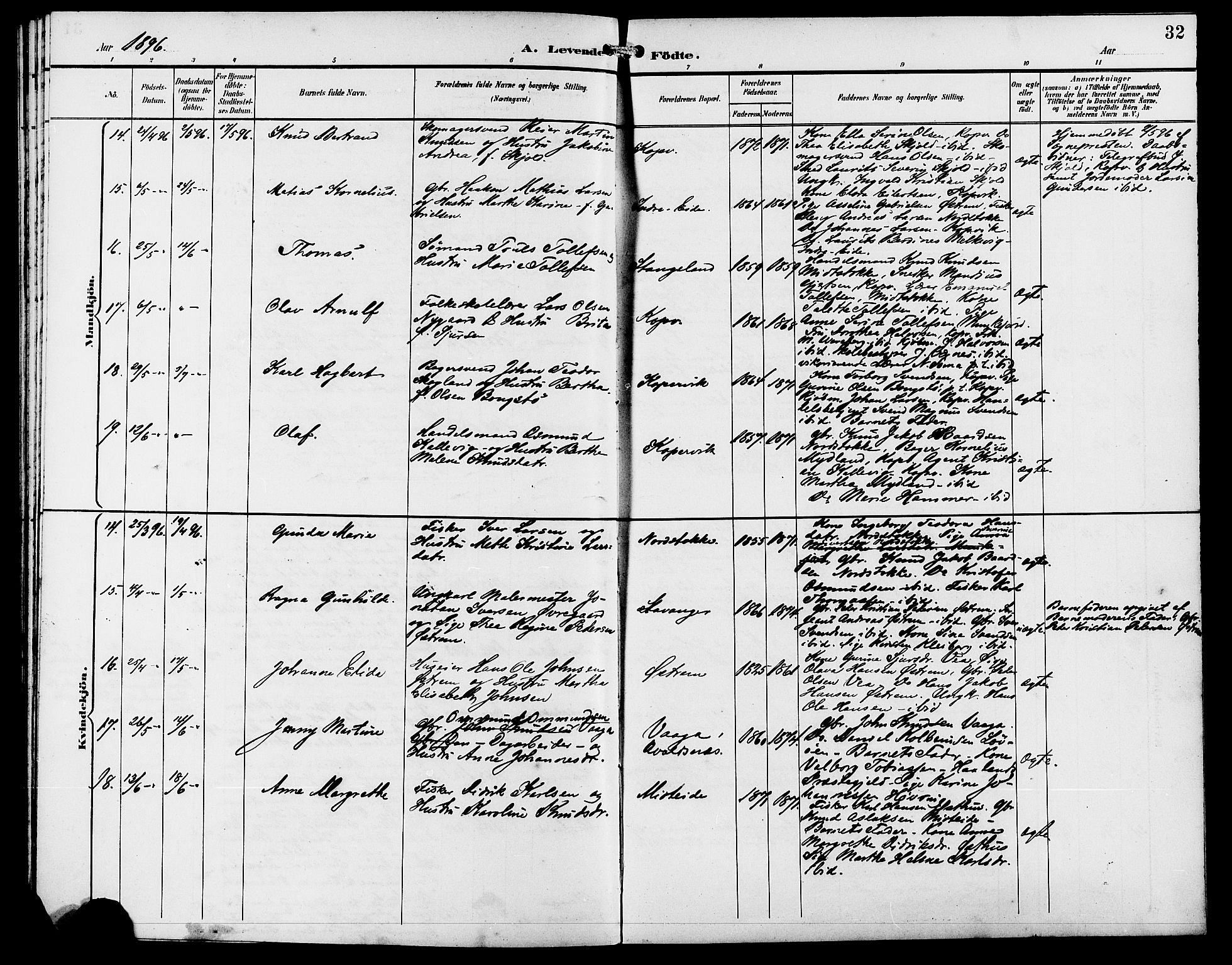 Kopervik sokneprestkontor, AV/SAST-A-101850/H/Ha/Hab/L0003: Klokkerbok nr. B 3, 1891-1909, s. 32