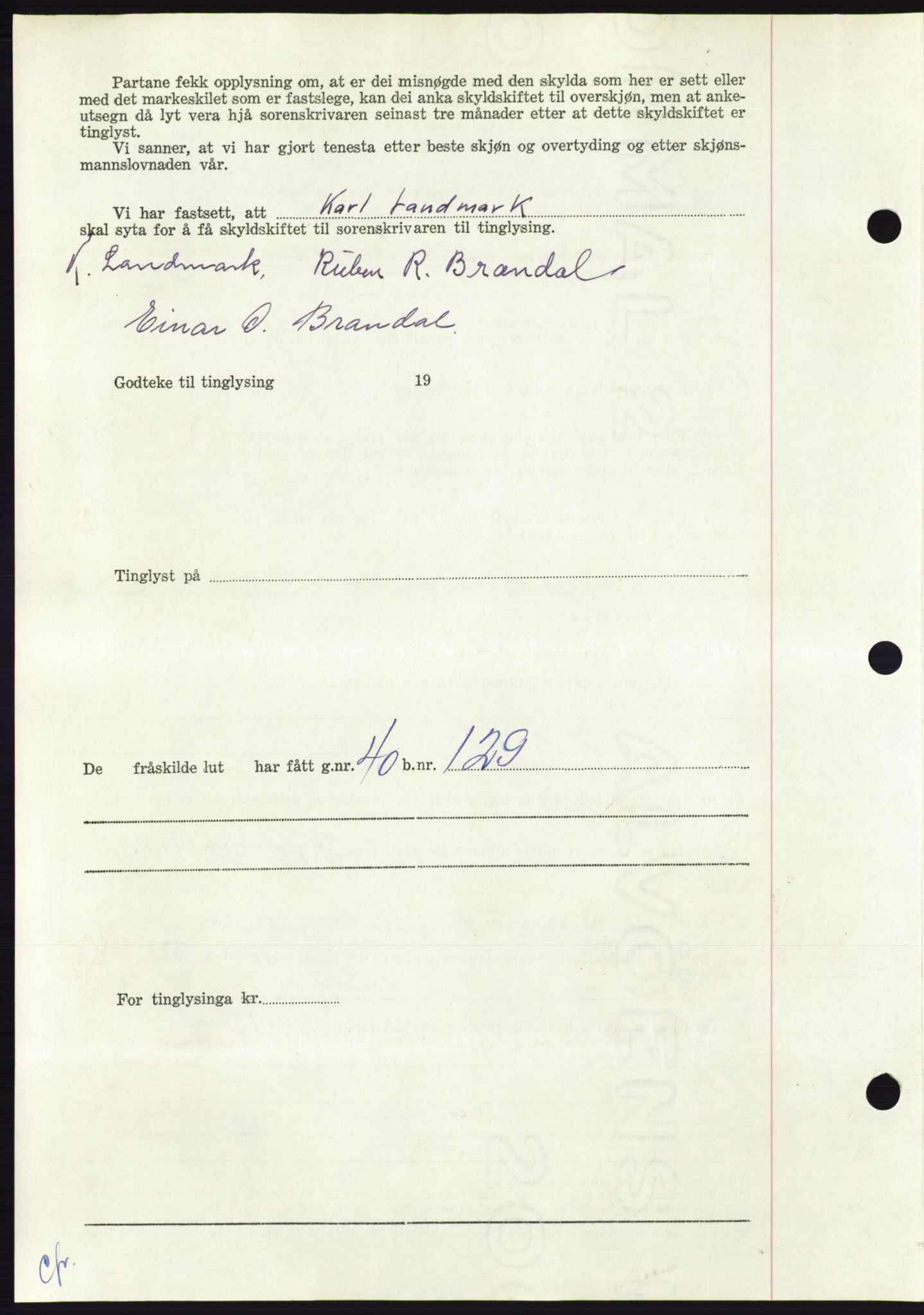 Søre Sunnmøre sorenskriveri, AV/SAT-A-4122/1/2/2C/L0090: Pantebok nr. 16A, 1951-1951, Dagboknr: 1854/1951