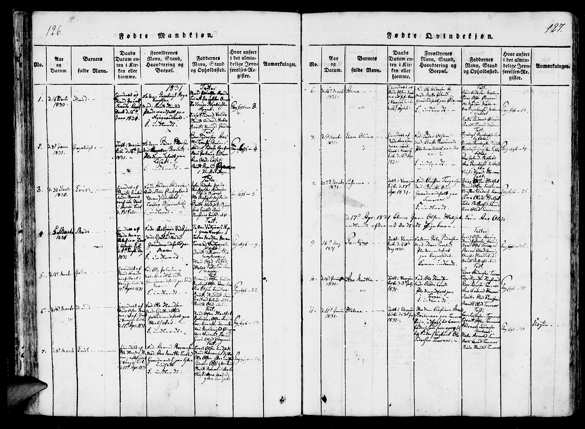 Ministerialprotokoller, klokkerbøker og fødselsregistre - Møre og Romsdal, AV/SAT-A-1454/565/L0747: Ministerialbok nr. 565A01, 1817-1844, s. 126-127