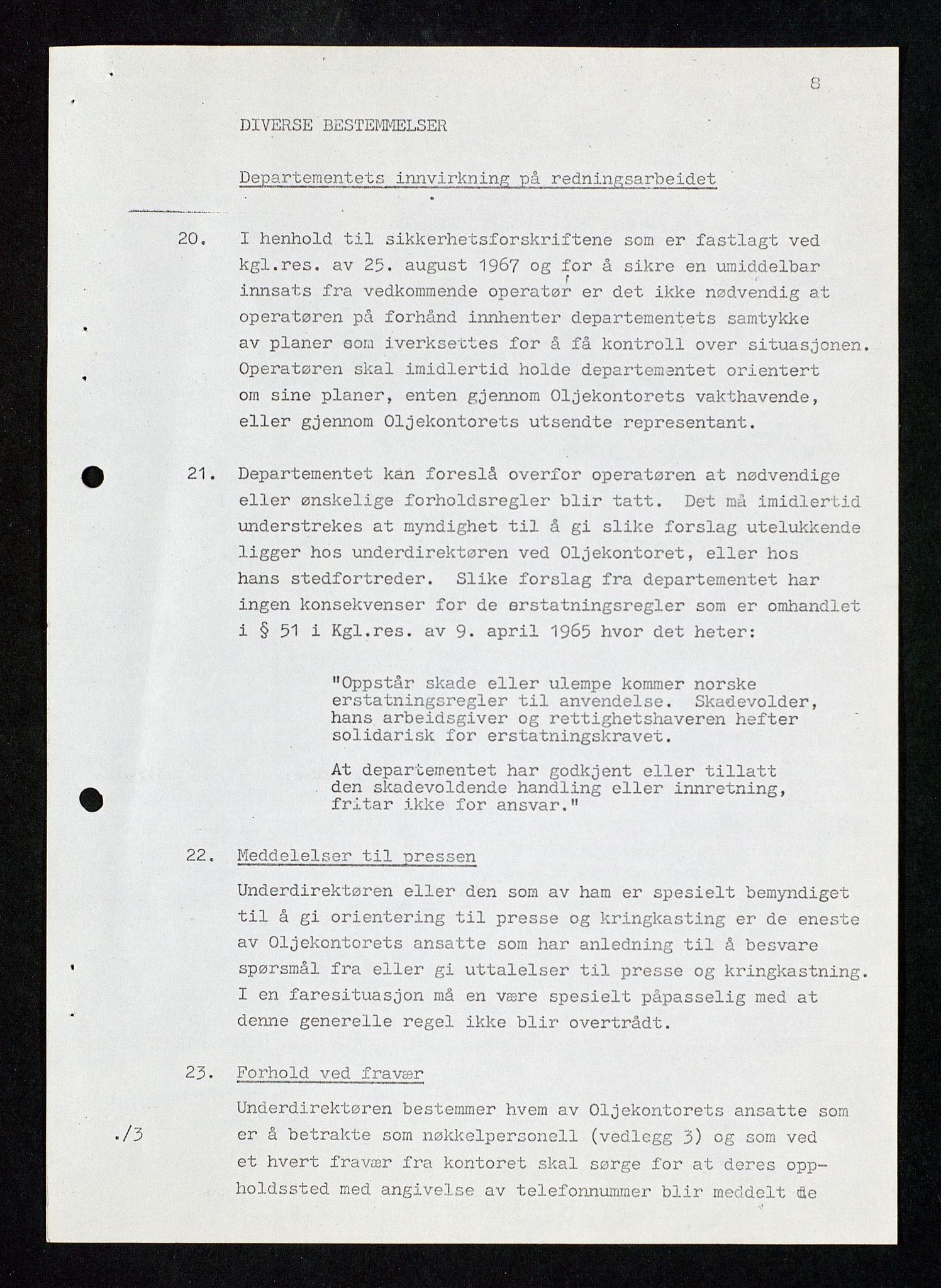 Industridepartementet, Oljekontoret, AV/SAST-A-101348/Db/L0002: Oljevernrådet, Styret i OD, leieforhold, div., 1966-1973, s. 302