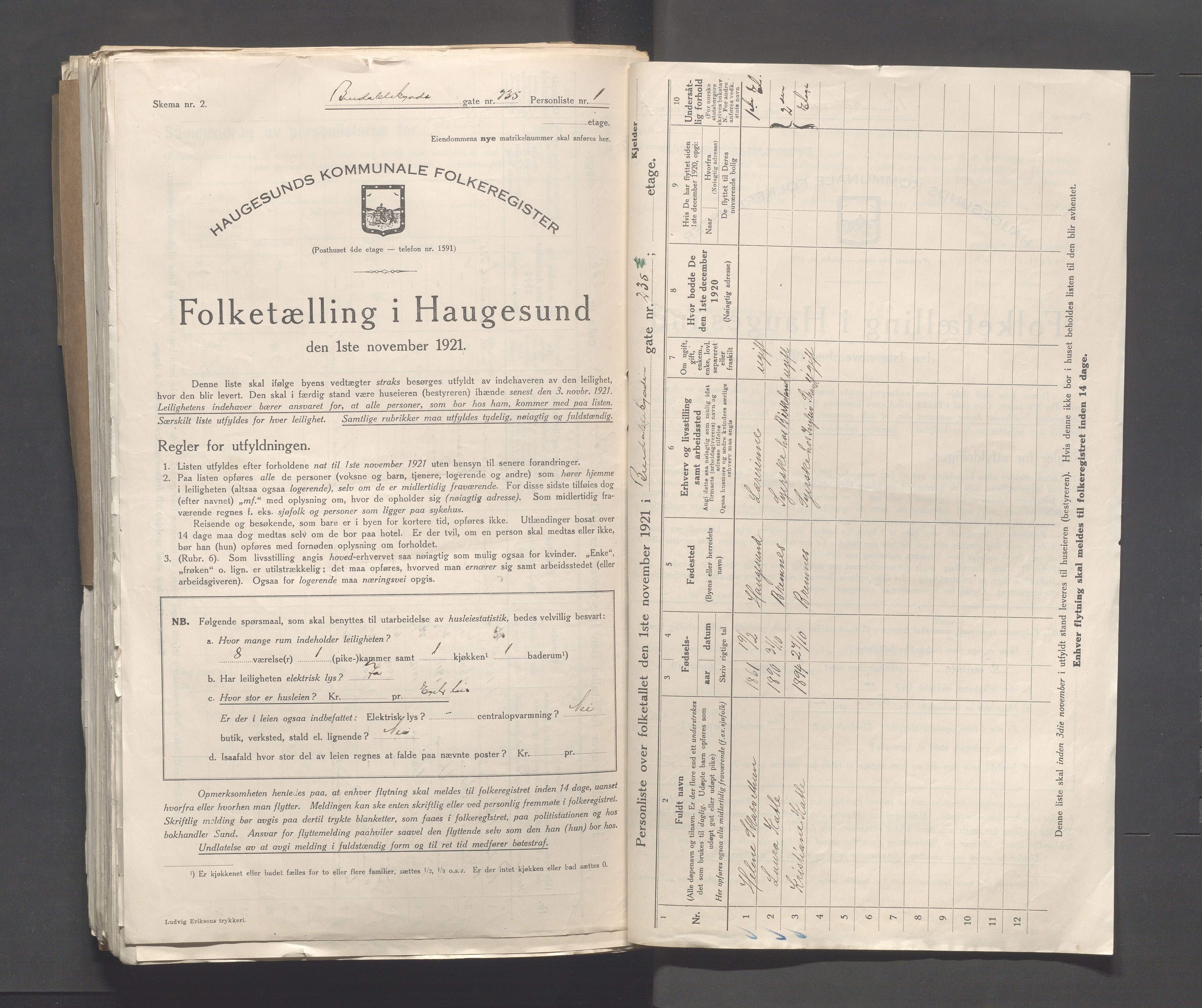 IKAR, Kommunal folketelling 1.11.1921 for Haugesund, 1921, s. 452