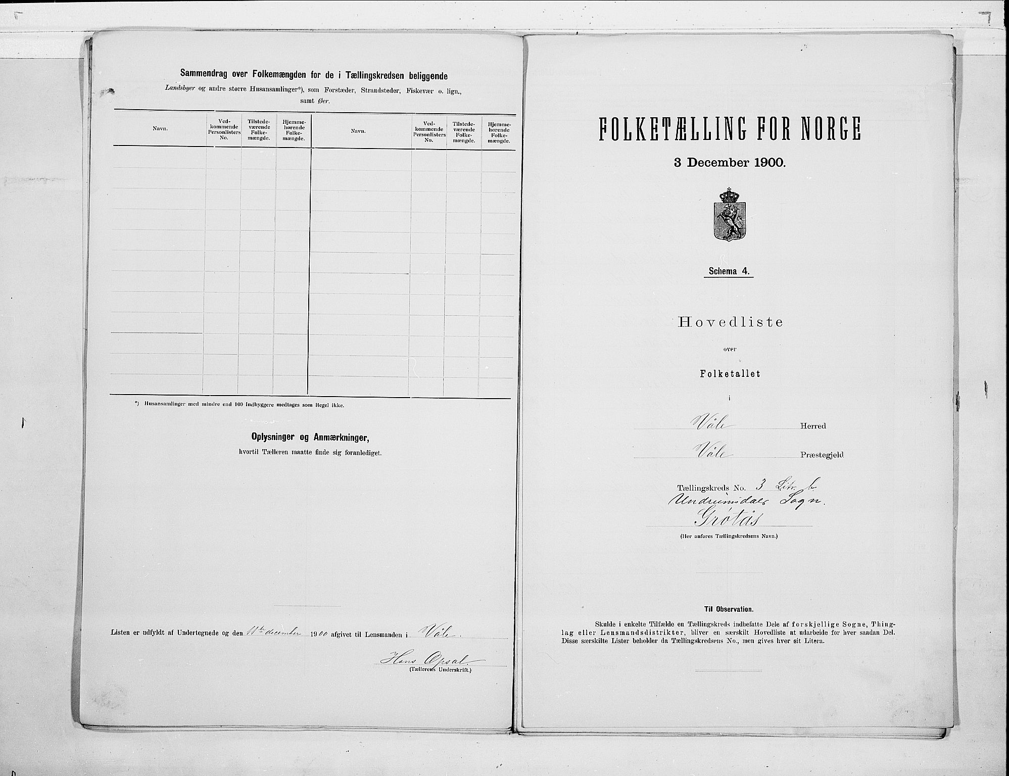 RA, Folketelling 1900 for 0716 Våle herred, 1900, s. 10