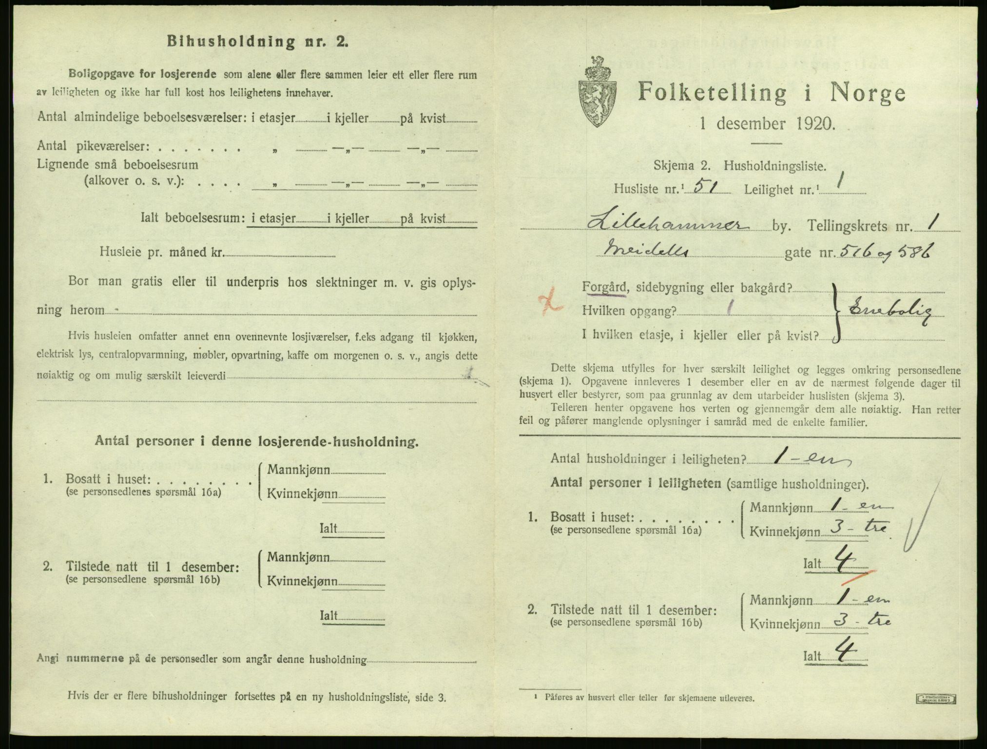 SAH, Folketelling 1920 for 0501 Lillehammer kjøpstad, 1920, s. 1492