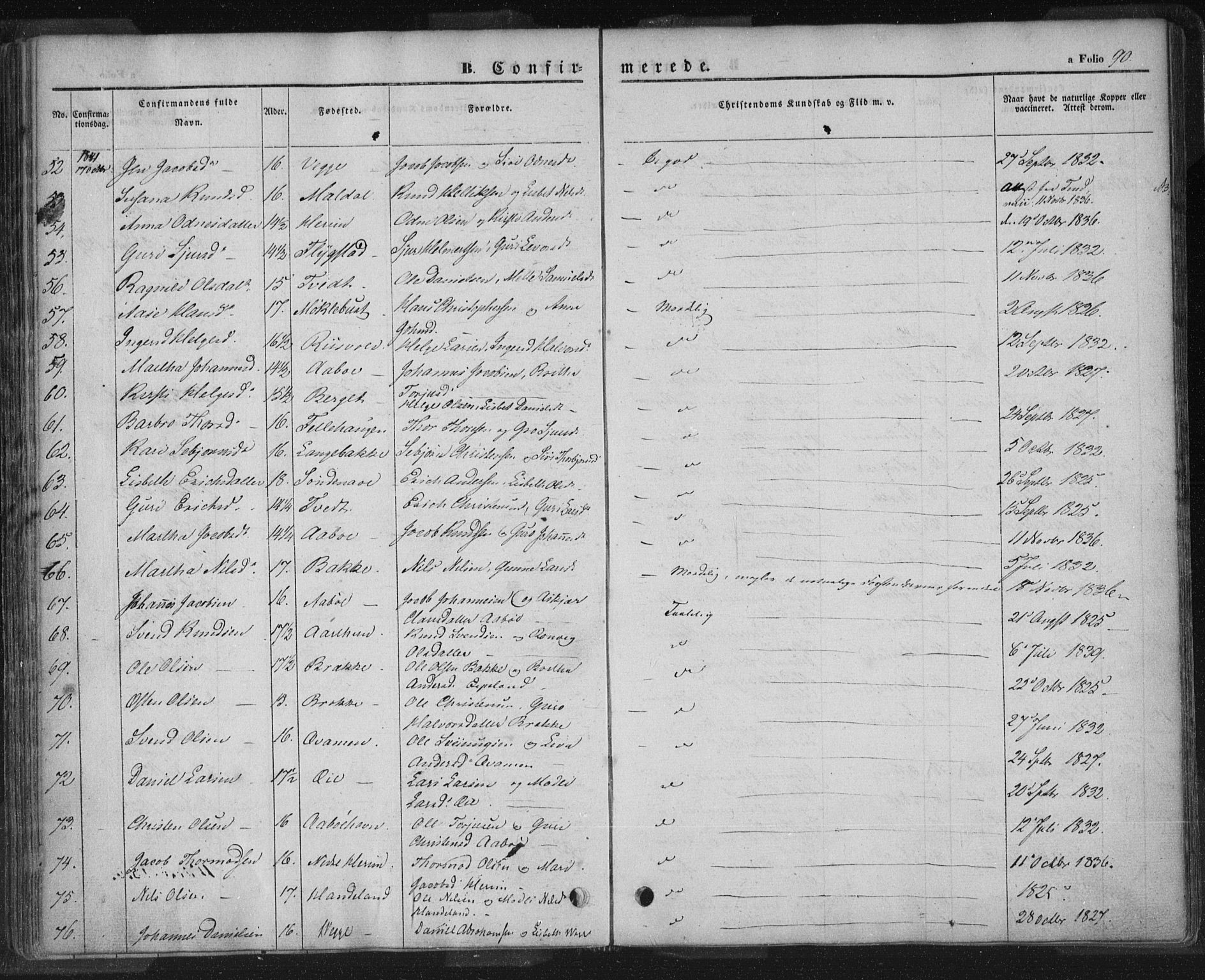 Sand sokneprestkontor, AV/SAST-A-101848/01/III/L0002: Ministerialbok nr. A 2, 1838-1859, s. 90