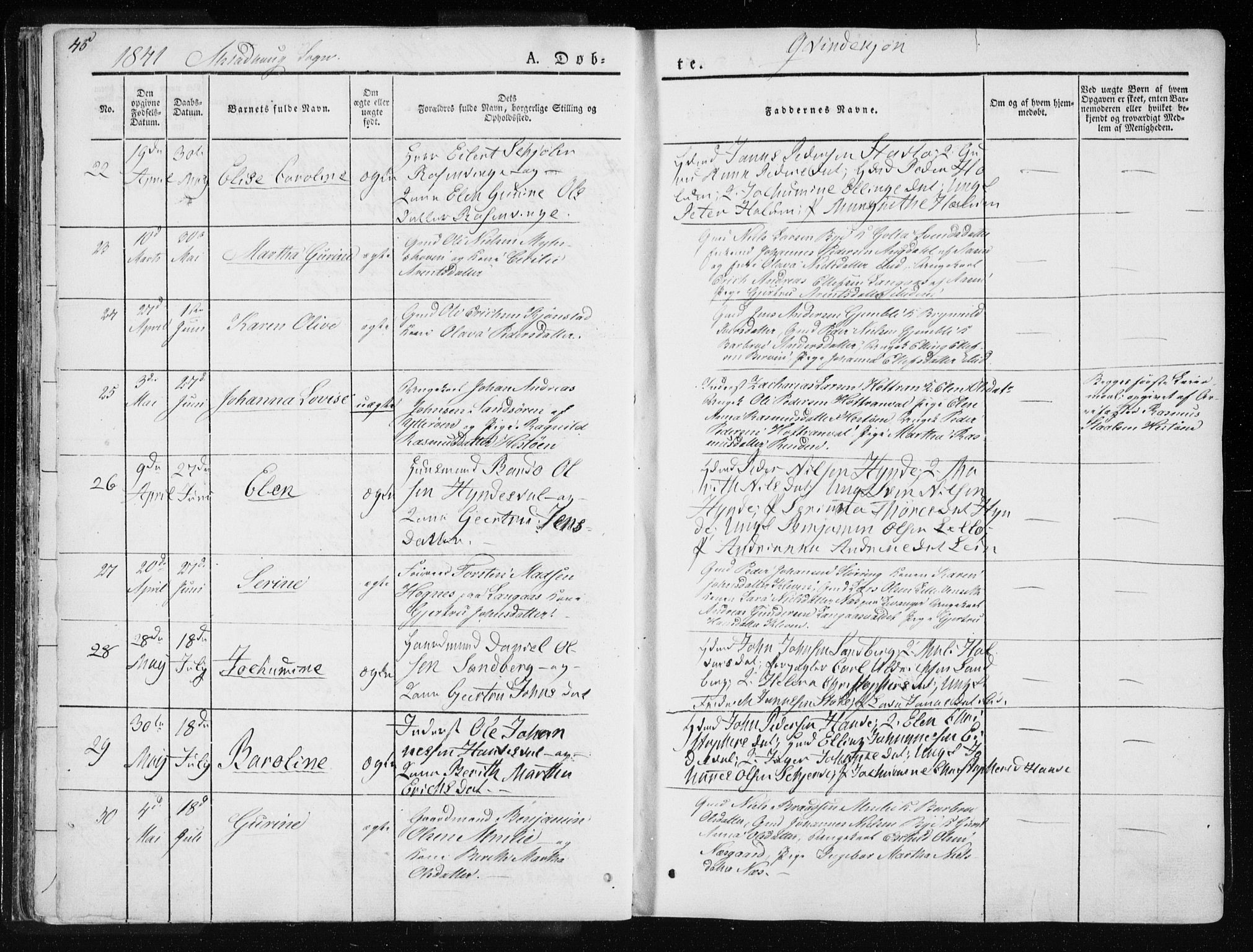 Ministerialprotokoller, klokkerbøker og fødselsregistre - Nord-Trøndelag, SAT/A-1458/717/L0154: Ministerialbok nr. 717A06 /1, 1836-1849, s. 45