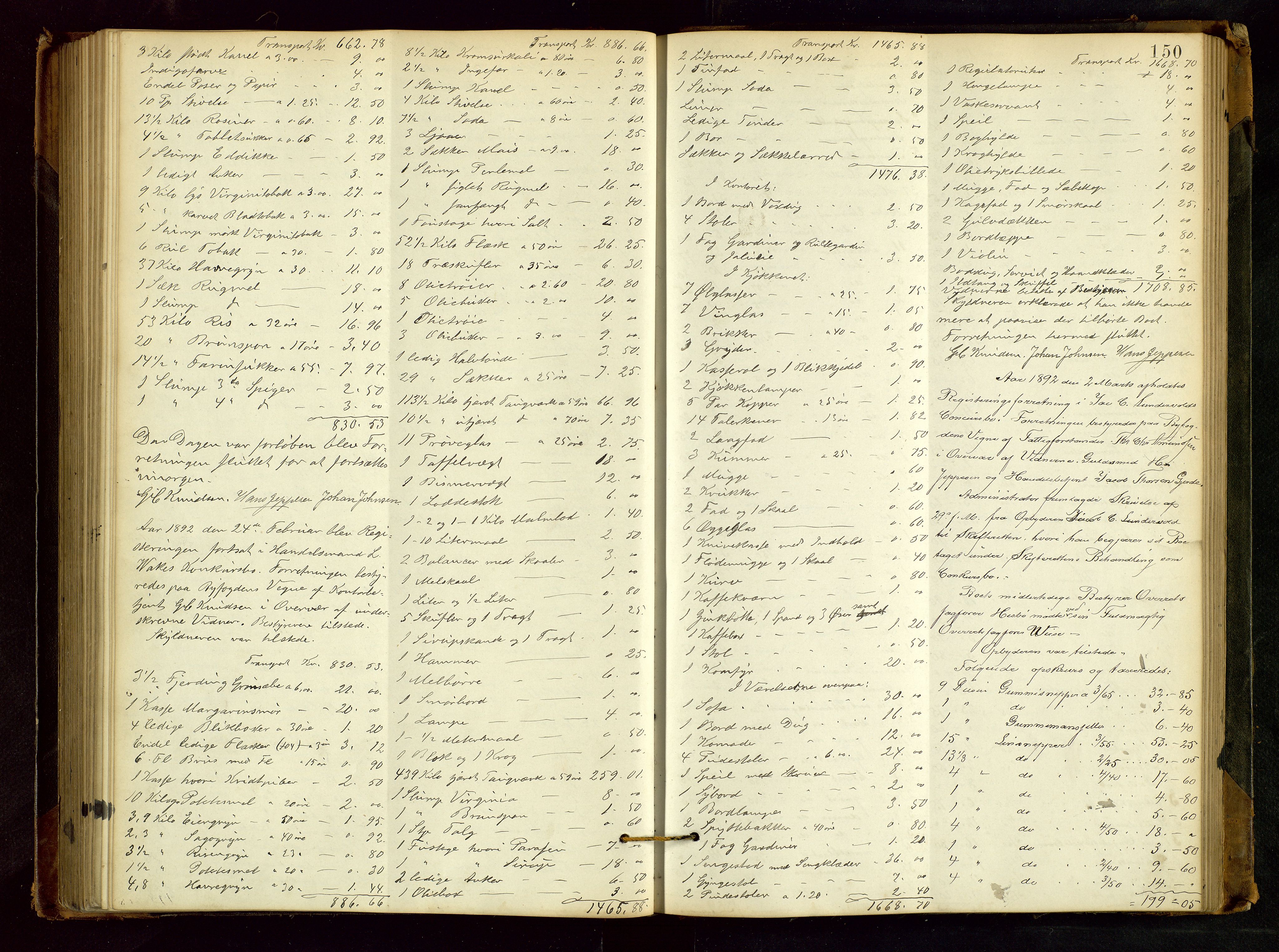 Haugesund tingrett, AV/SAST-A-101415/01/IV/IVB/L0002: Skifteregistreringsprotokoll, med register, 1879-1898, s. 149b-150a