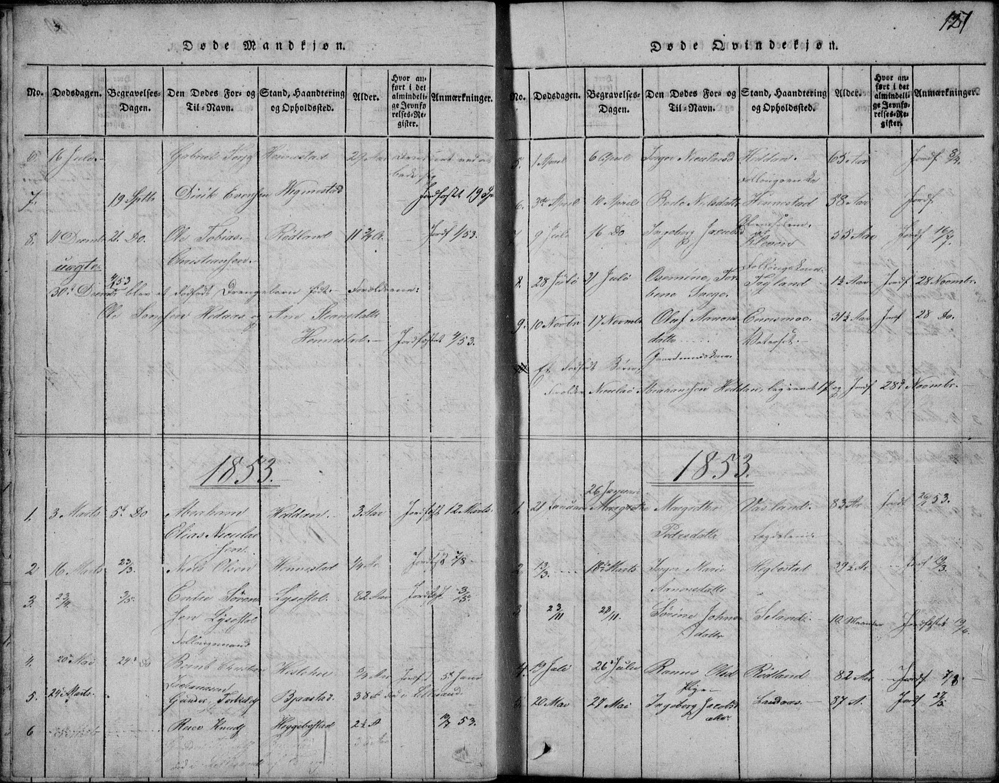 Nord-Audnedal sokneprestkontor, SAK/1111-0032/F/Fb/Fbb/L0001: Klokkerbok nr. B 1, 1816-1858, s. 121