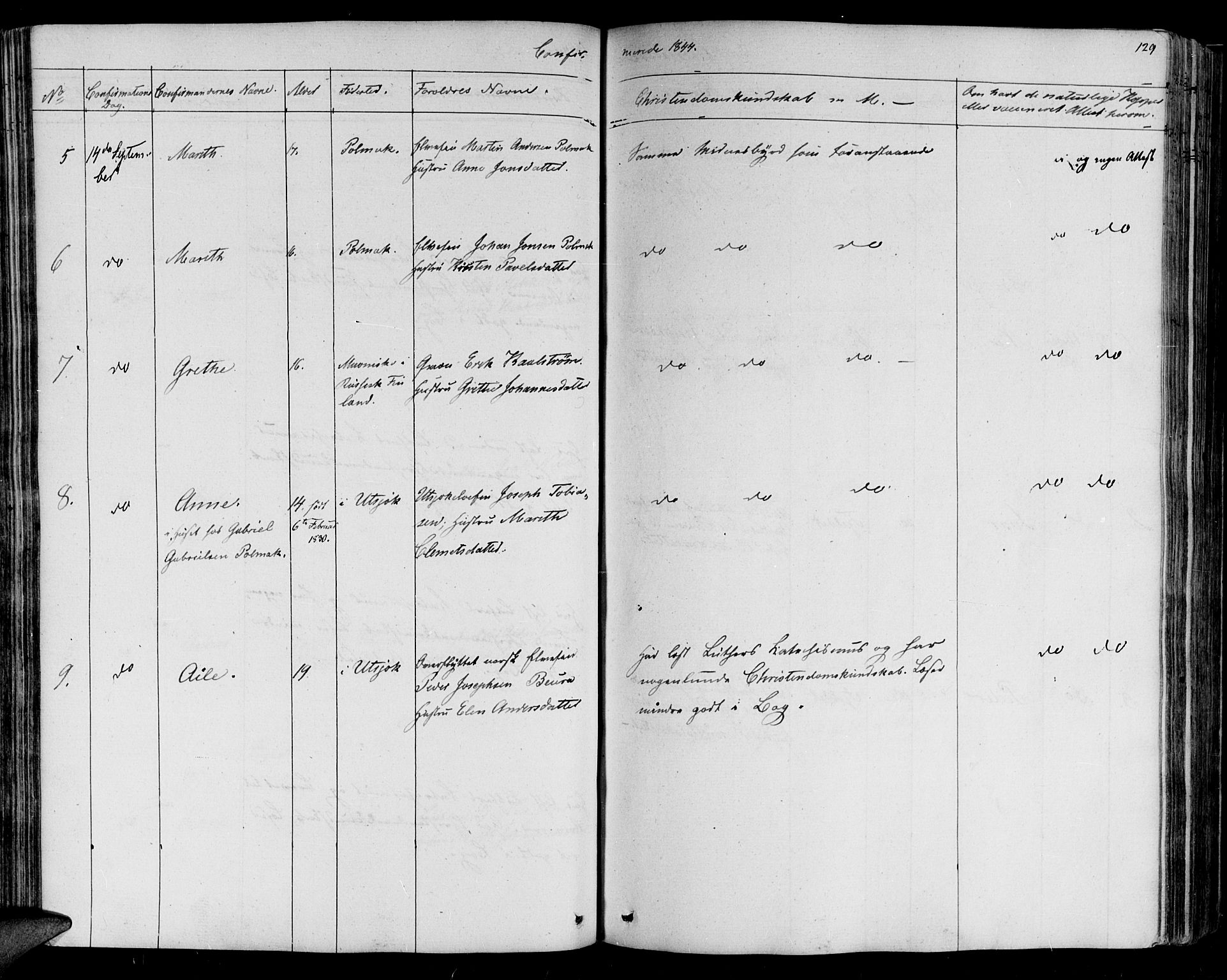 Lebesby sokneprestkontor, SATØ/S-1353/H/Ha/L0003kirke: Ministerialbok nr. 3, 1833-1852, s. 129