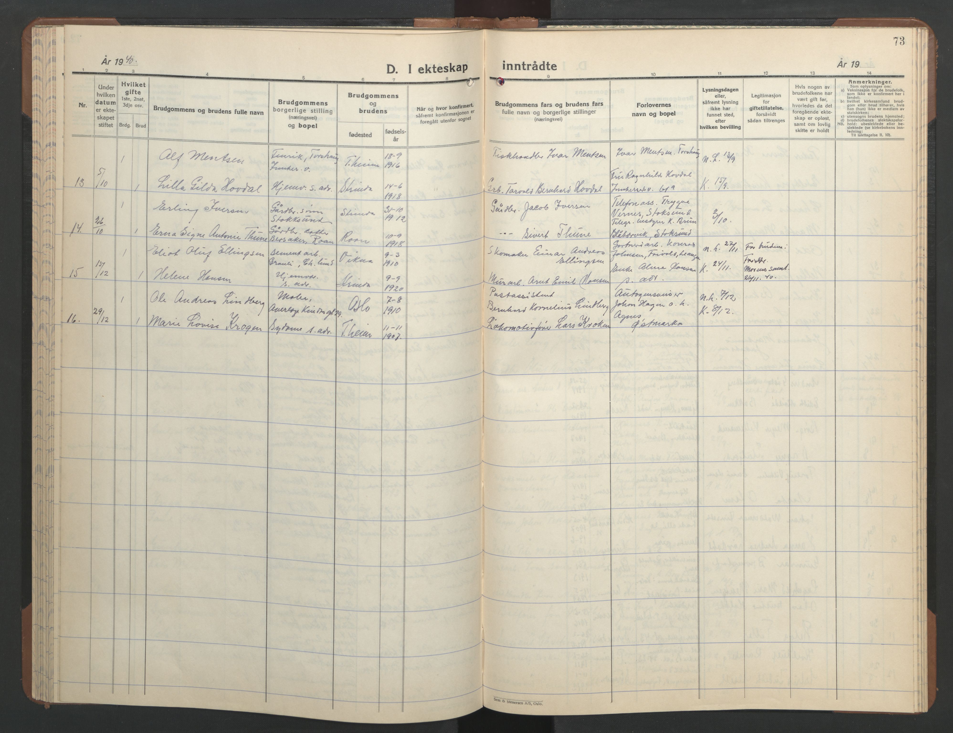 Ministerialprotokoller, klokkerbøker og fødselsregistre - Sør-Trøndelag, AV/SAT-A-1456/606/L0315: Klokkerbok nr. 606C11, 1938-1947, s. 73