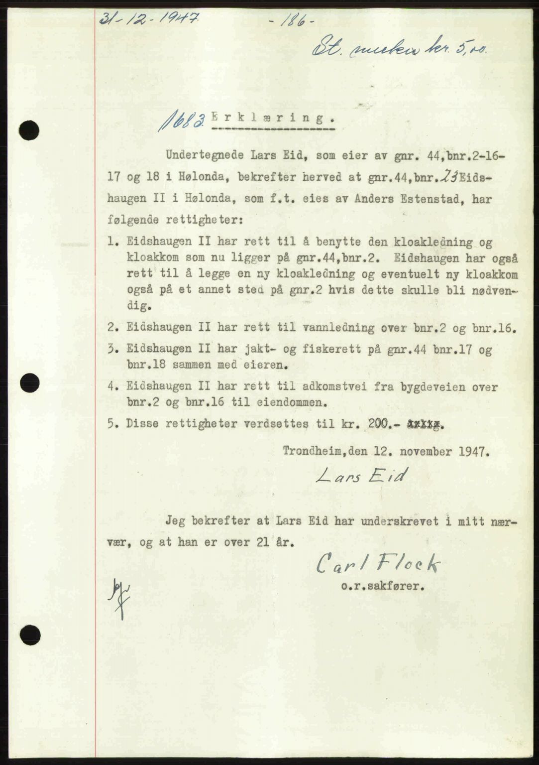 Gauldal sorenskriveri, SAT/A-0014/1/2/2C: Pantebok nr. A5, 1947-1948, Dagboknr: 1683/1947