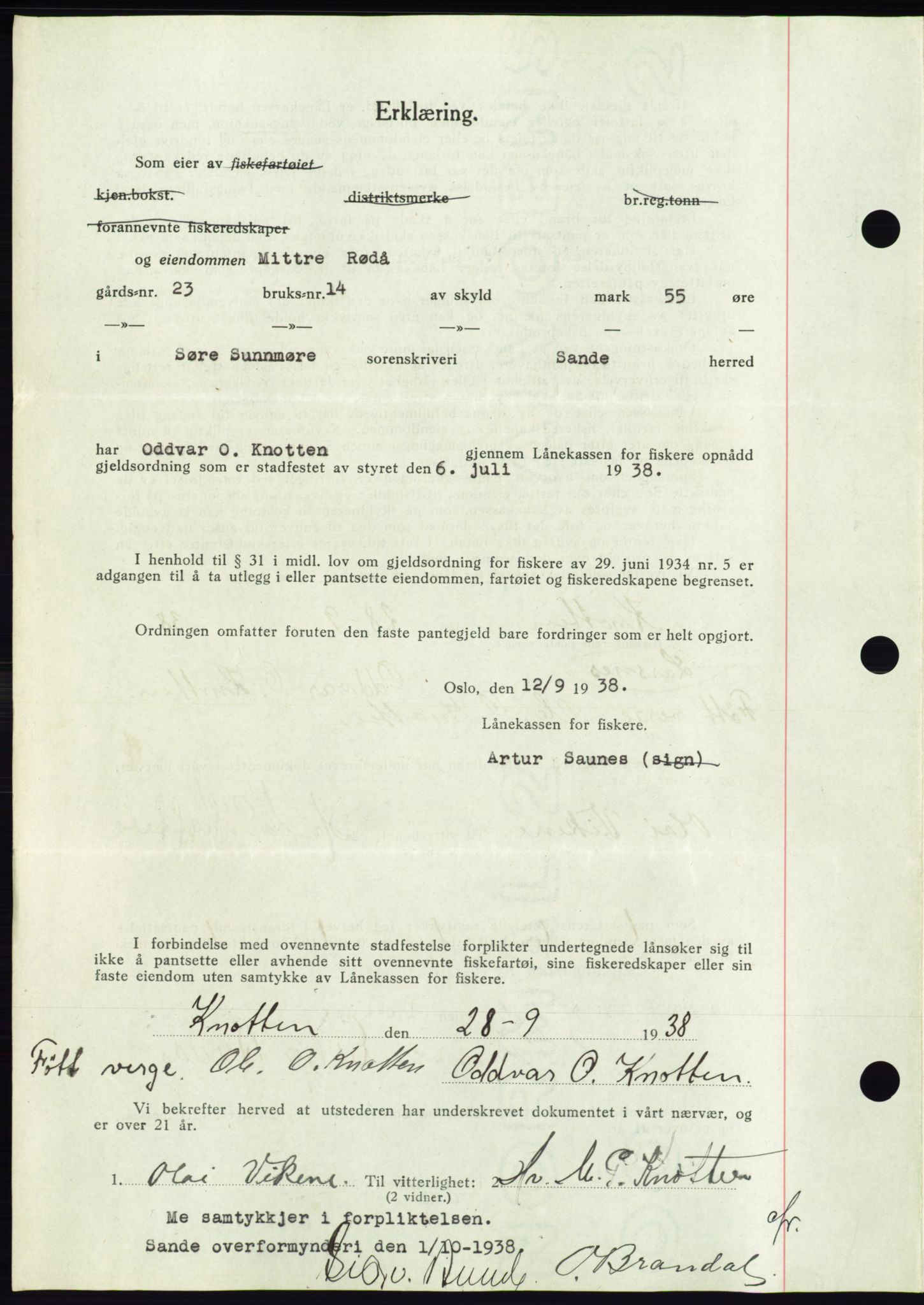 Søre Sunnmøre sorenskriveri, AV/SAT-A-4122/1/2/2C/L0066: Pantebok nr. 60, 1938-1938, Dagboknr: 1688/1938