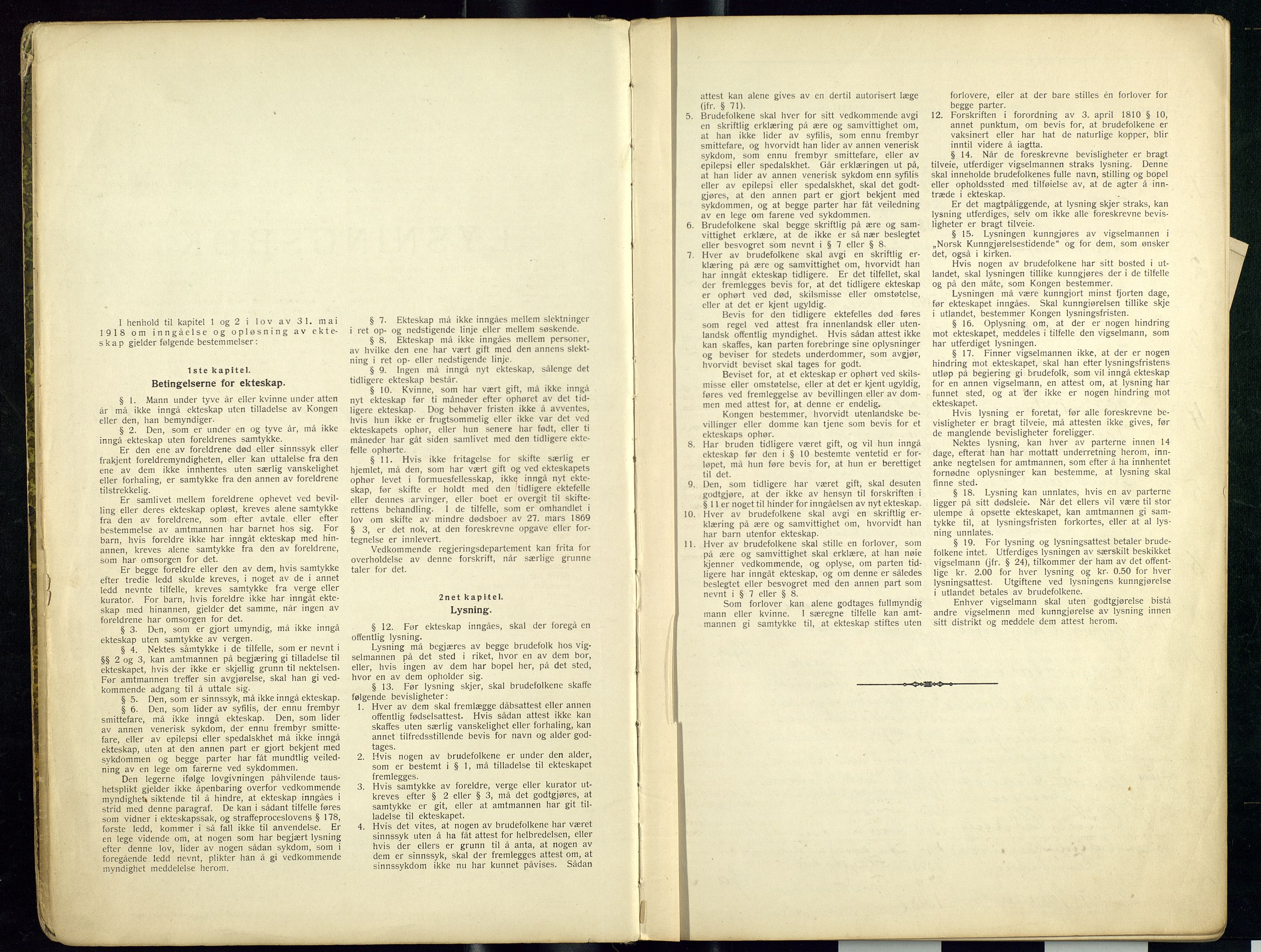 Vang prestekontor, Hedmark, SAH/PREST-008/I/Ie/L0001/0001: Lysningsprotokoll nr. 1, 1919-1938