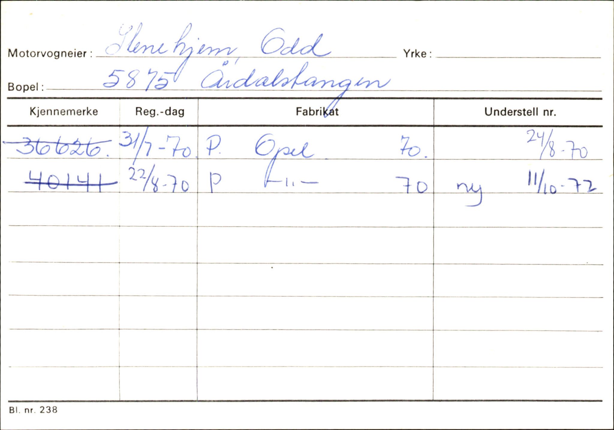 Statens vegvesen, Sogn og Fjordane vegkontor, SAB/A-5301/4/F/L0146: Registerkort Årdal R-Å samt diverse kort, 1945-1975, s. 598