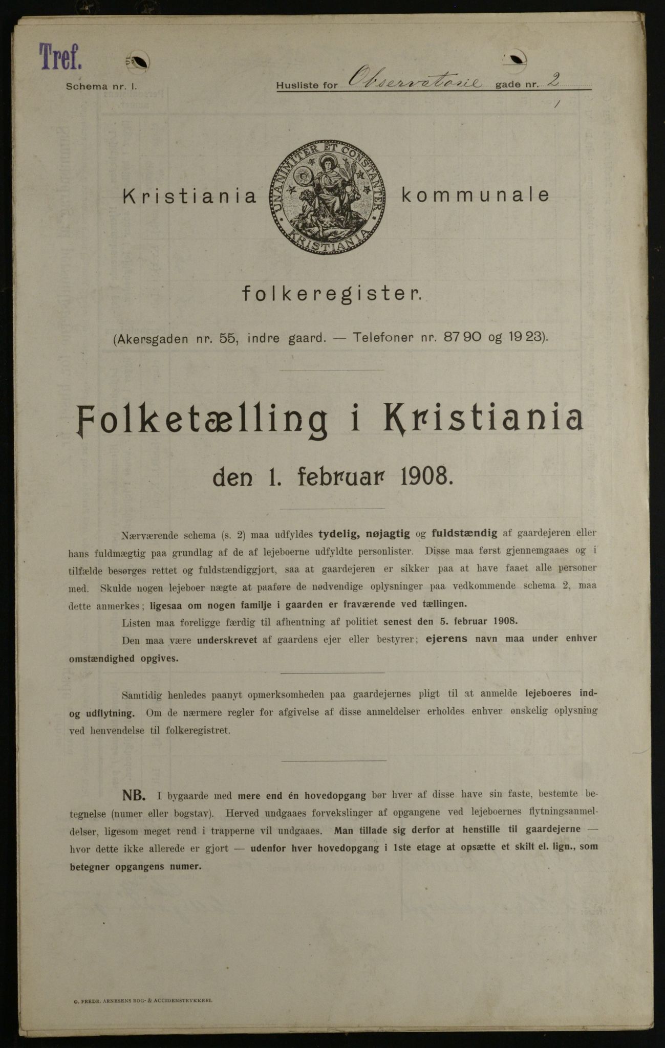 OBA, Kommunal folketelling 1.2.1908 for Kristiania kjøpstad, 1908, s. 66648