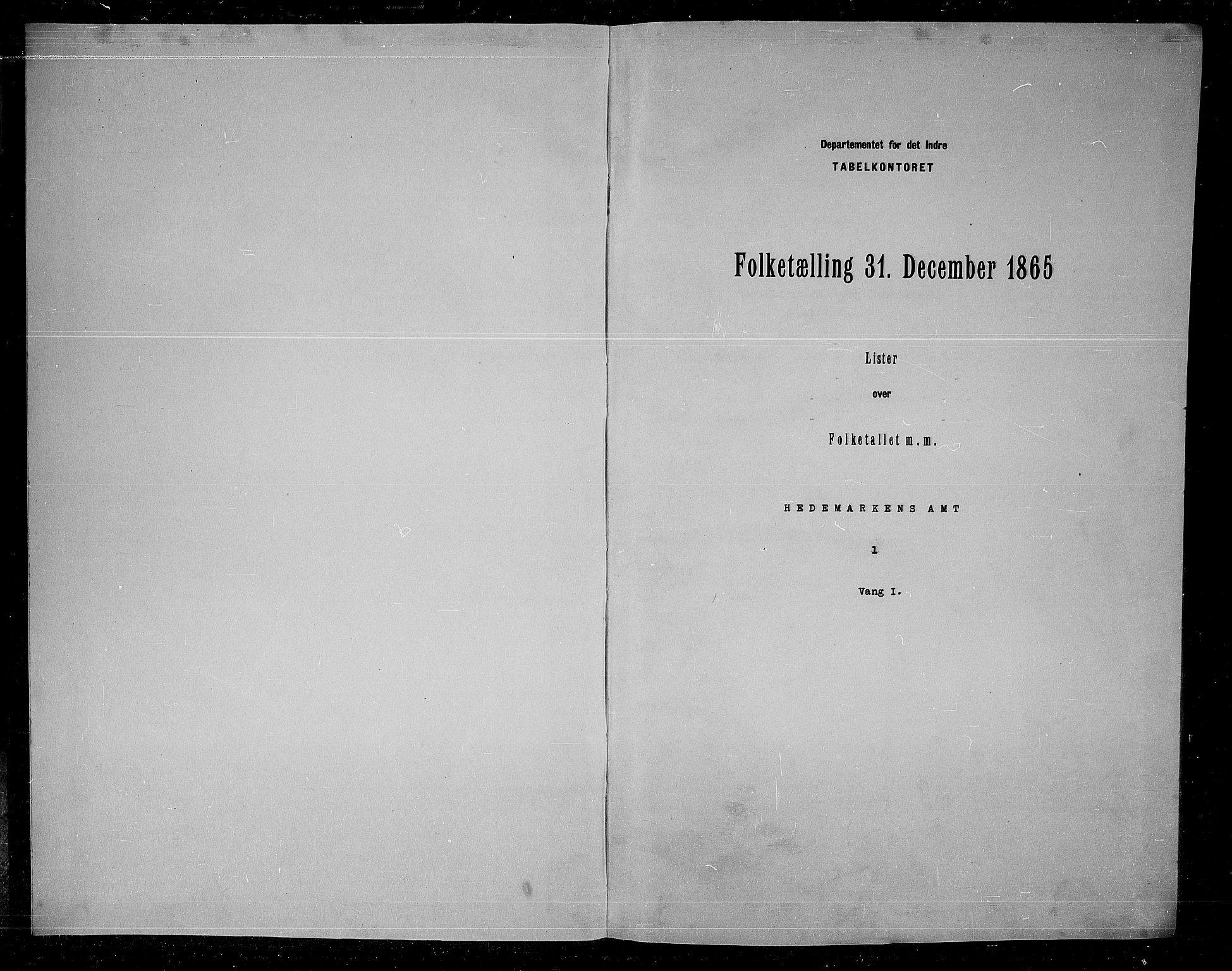 RA, Folketelling 1865 for 0414L Vang prestegjeld, Vang sokn og Furnes sokn, 1865, s. 3