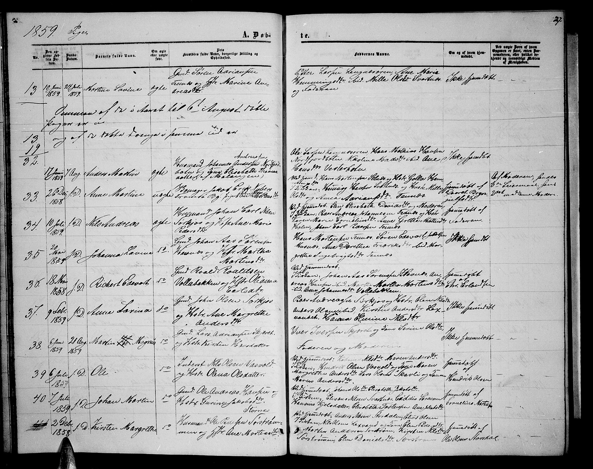 Balsfjord sokneprestembete, AV/SATØ-S-1303/G/Gab/L0005klokker: Klokkerbok nr. 5, 1856-1862, s. 27
