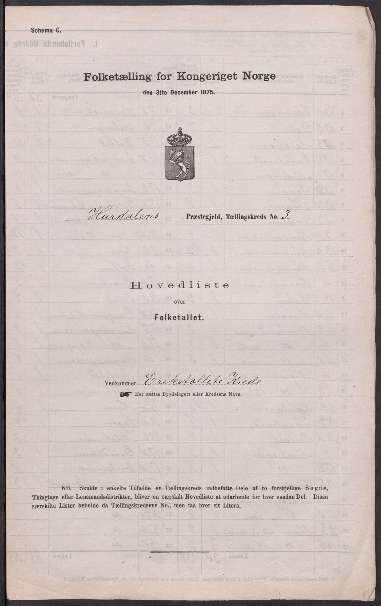 RA, Folketelling 1875 for 0239P Hurdal prestegjeld, 1875, s. 13