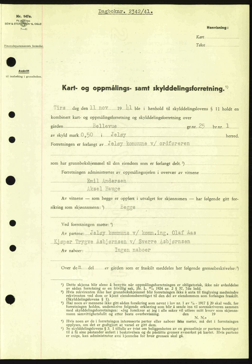 Moss sorenskriveri, SAO/A-10168: Pantebok nr. A9, 1941-1942, Dagboknr: 2342/1941
