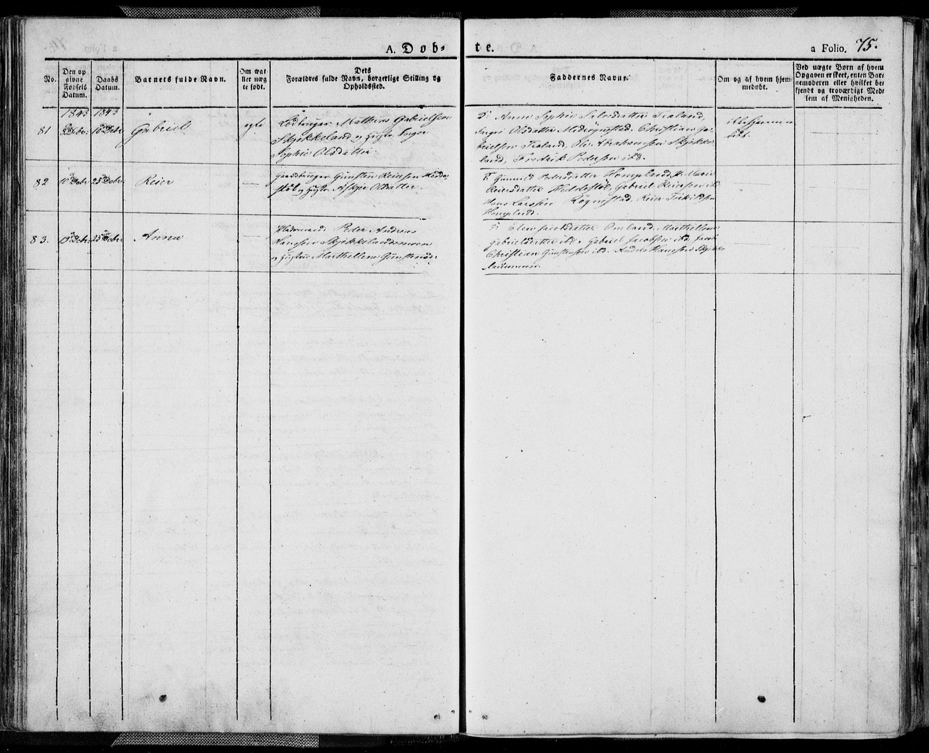 Kvinesdal sokneprestkontor, AV/SAK-1111-0026/F/Fa/Fab/L0004: Ministerialbok nr. A 4, 1829-1843, s. 75