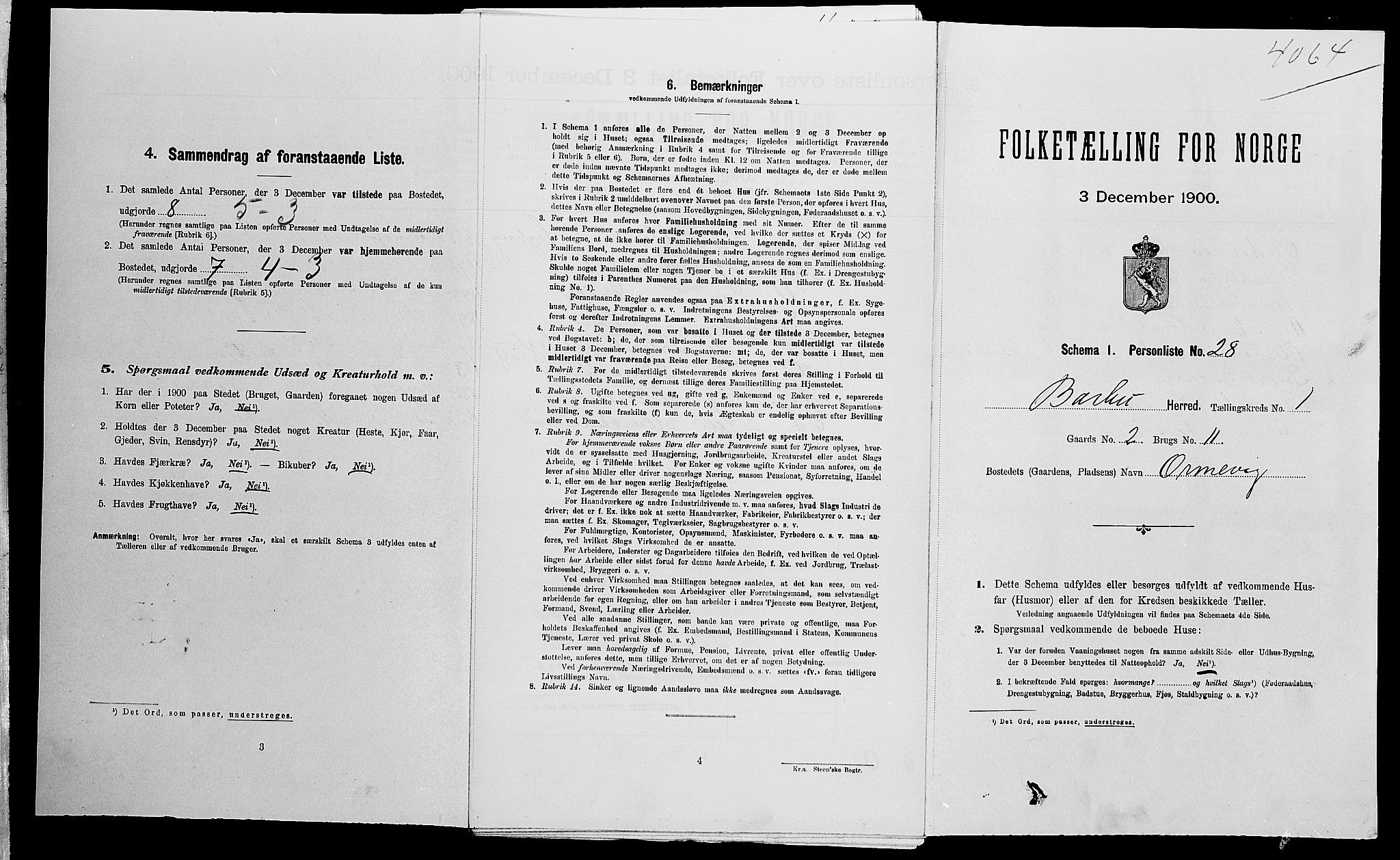 SAK, Folketelling 1900 for 0990 Barbu herred, 1900, s. 212