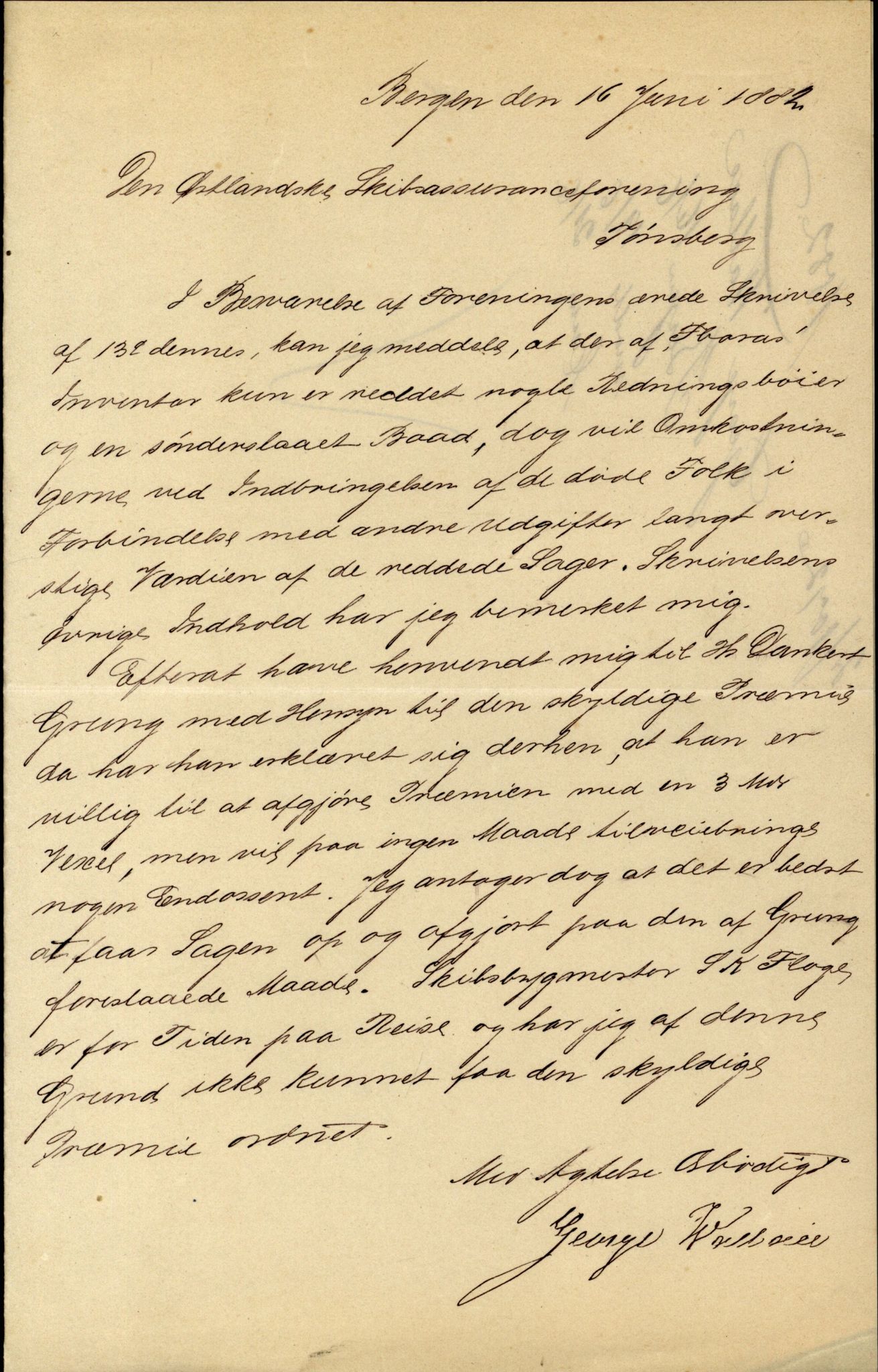 Pa 63 - Østlandske skibsassuranceforening, VEMU/A-1079/G/Ga/L0015/0007: Havaridokumenter / Jil, B.M. Width, Luca, Flora, Drammen, 1882, s. 50