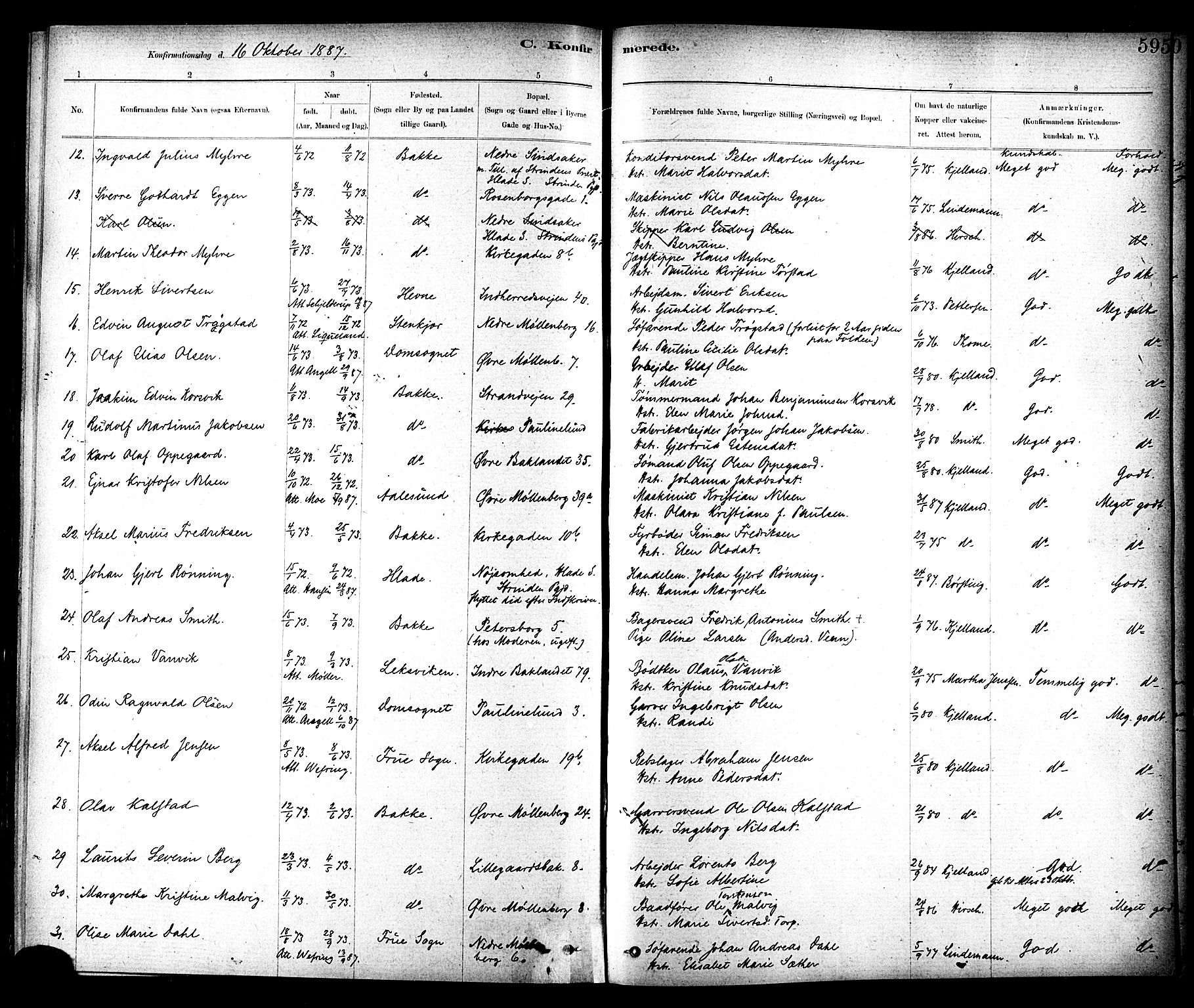 Ministerialprotokoller, klokkerbøker og fødselsregistre - Sør-Trøndelag, SAT/A-1456/604/L0188: Ministerialbok nr. 604A09, 1878-1892, s. 595