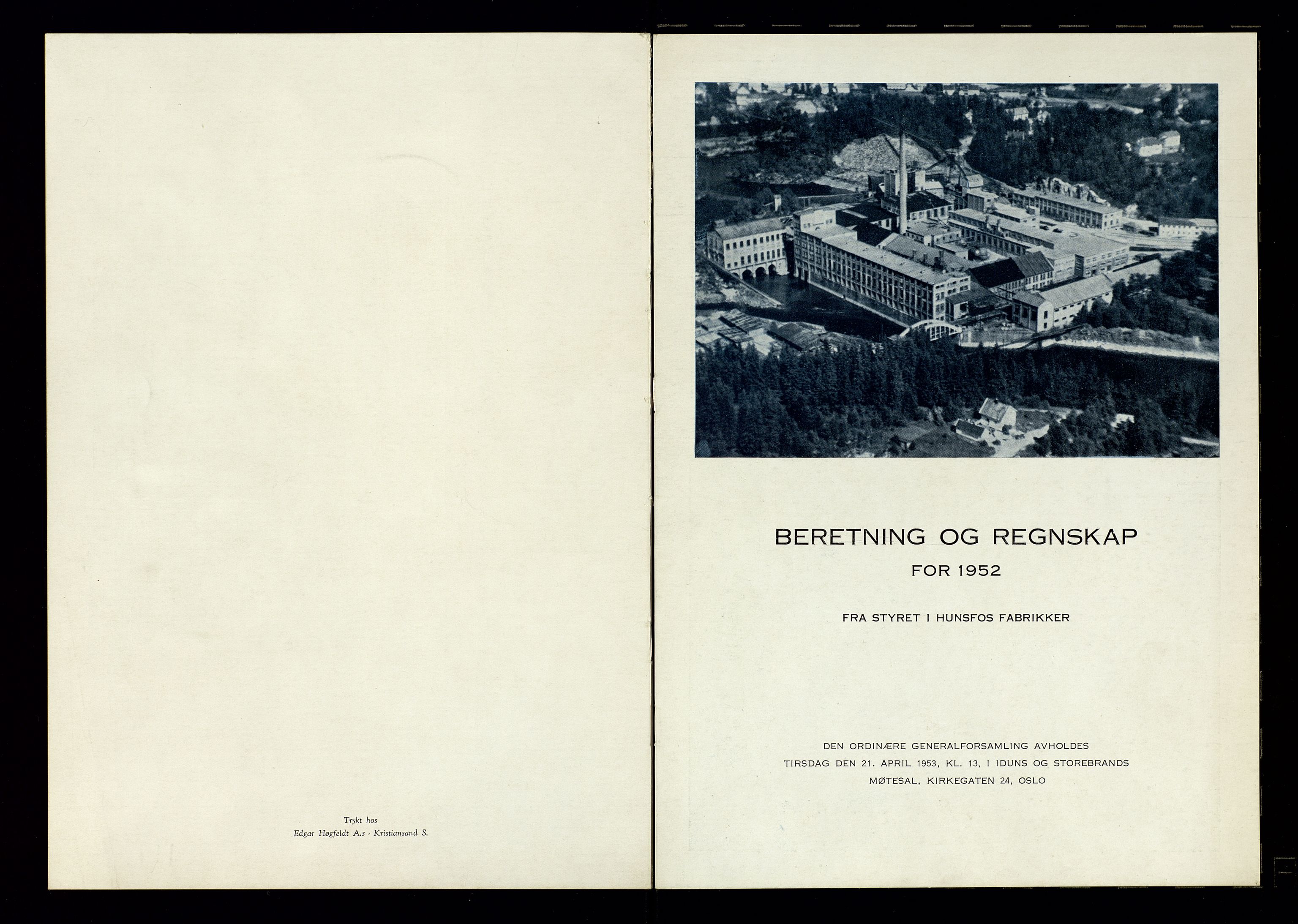 Hunsfos fabrikker, SAK/D/1440/01/L0001/0003: Vedtekter, anmeldelser og årsberetninger / Årsberetninger og regnskap, 1918-1989, s. 113