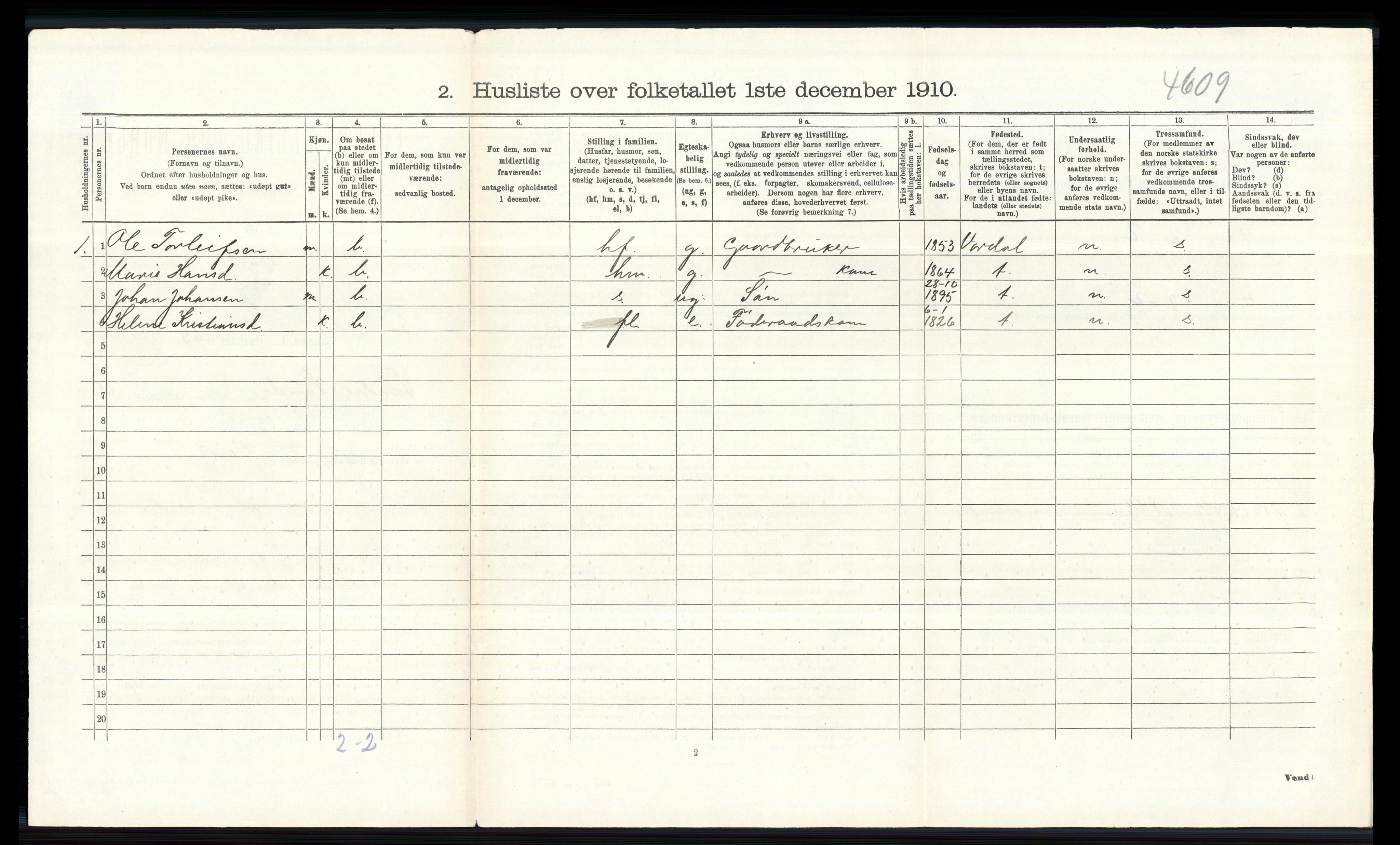 RA, Folketelling 1910 for 0536 Søndre Land herred, 1910, s. 369