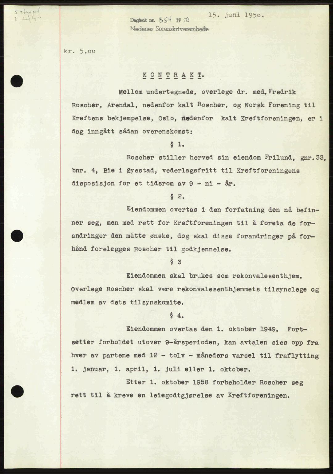 Nedenes sorenskriveri, AV/SAK-1221-0006/G/Gb/Gba/L0062: Pantebok nr. A14, 1949-1950, Dagboknr: 854/1950