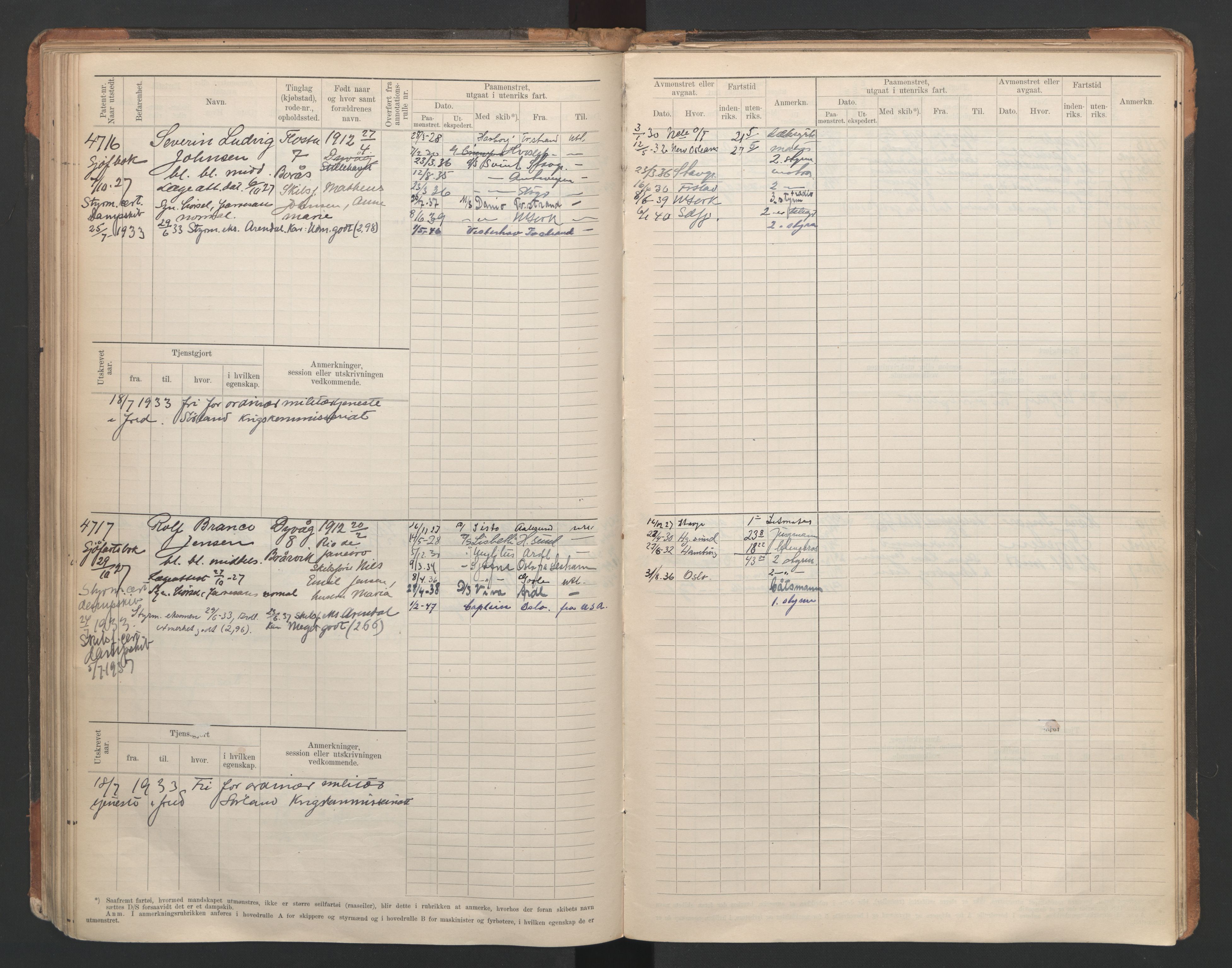 Tvedestrand mønstringskrets, AV/SAK-2031-0011/F/Fb/L0007: Hovedrulle A nr 4410-4803, R-8, 1912-1948, s. 159