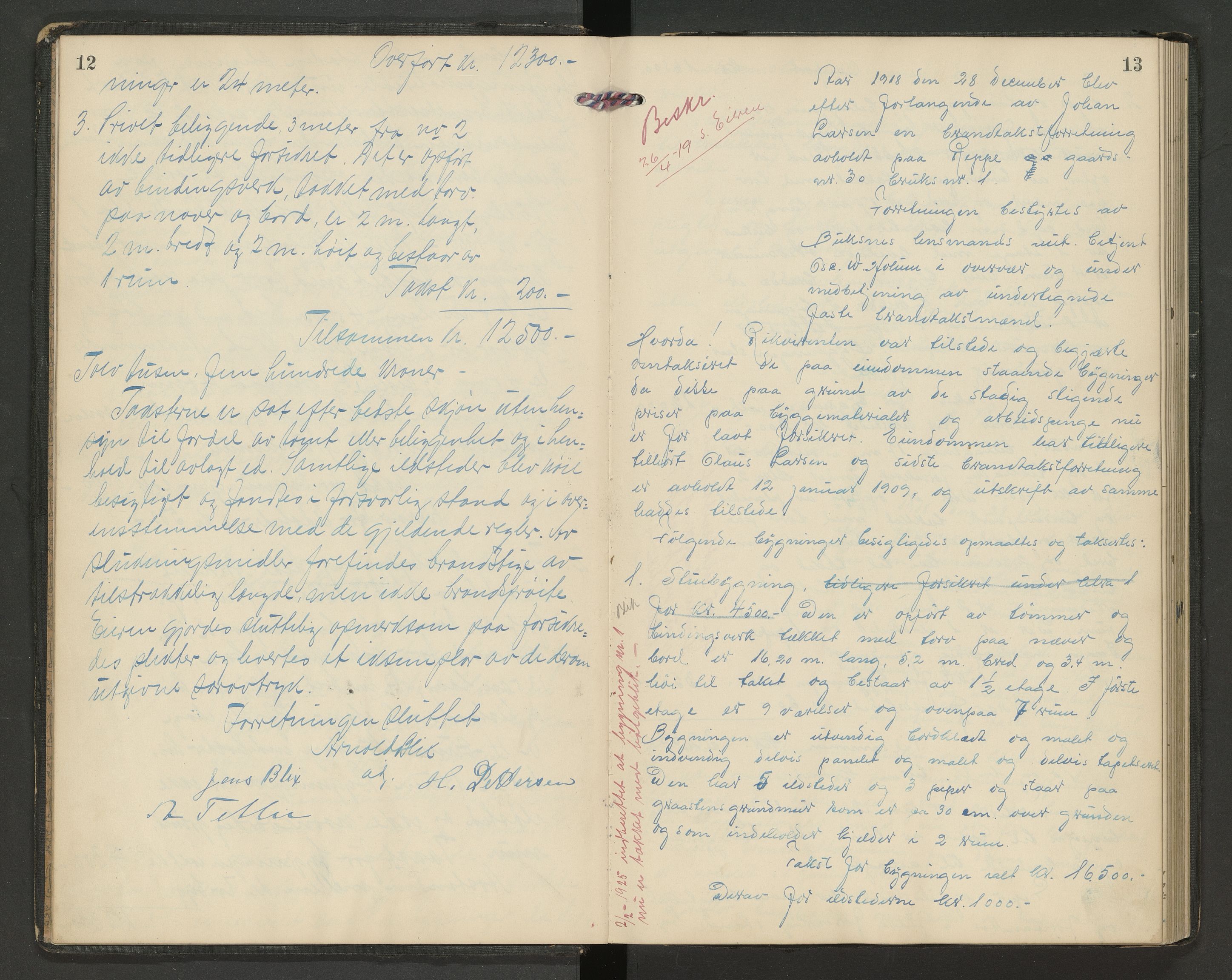 Norges Brannkasse Hol, AV/SAT-A-5601/BT/L0012: Branntakstprotokoll med tekst, 1918-1920