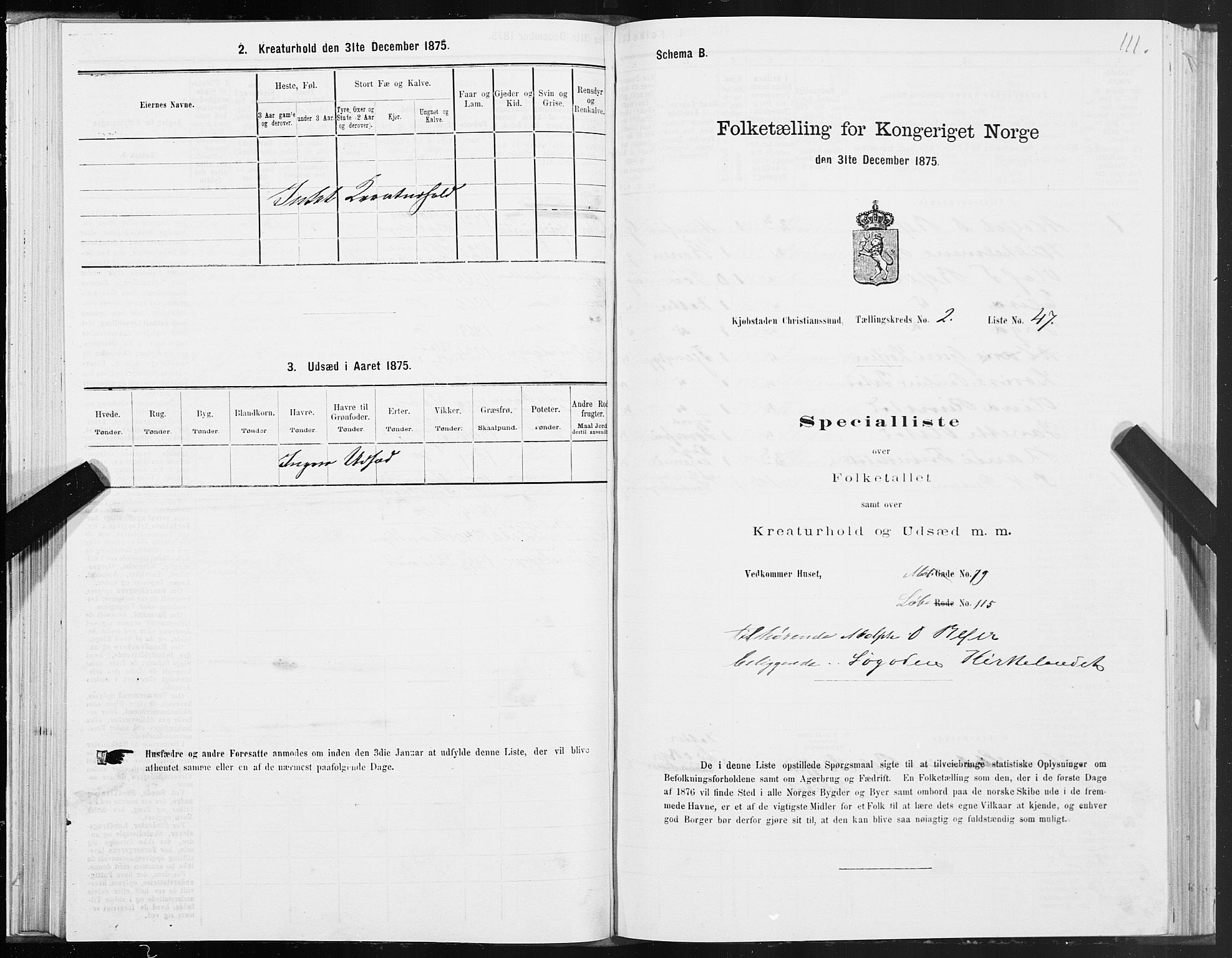 SAT, Folketelling 1875 for 1503B Kristiansund prestegjeld, Kristiansund kjøpstad, 1875, s. 2111