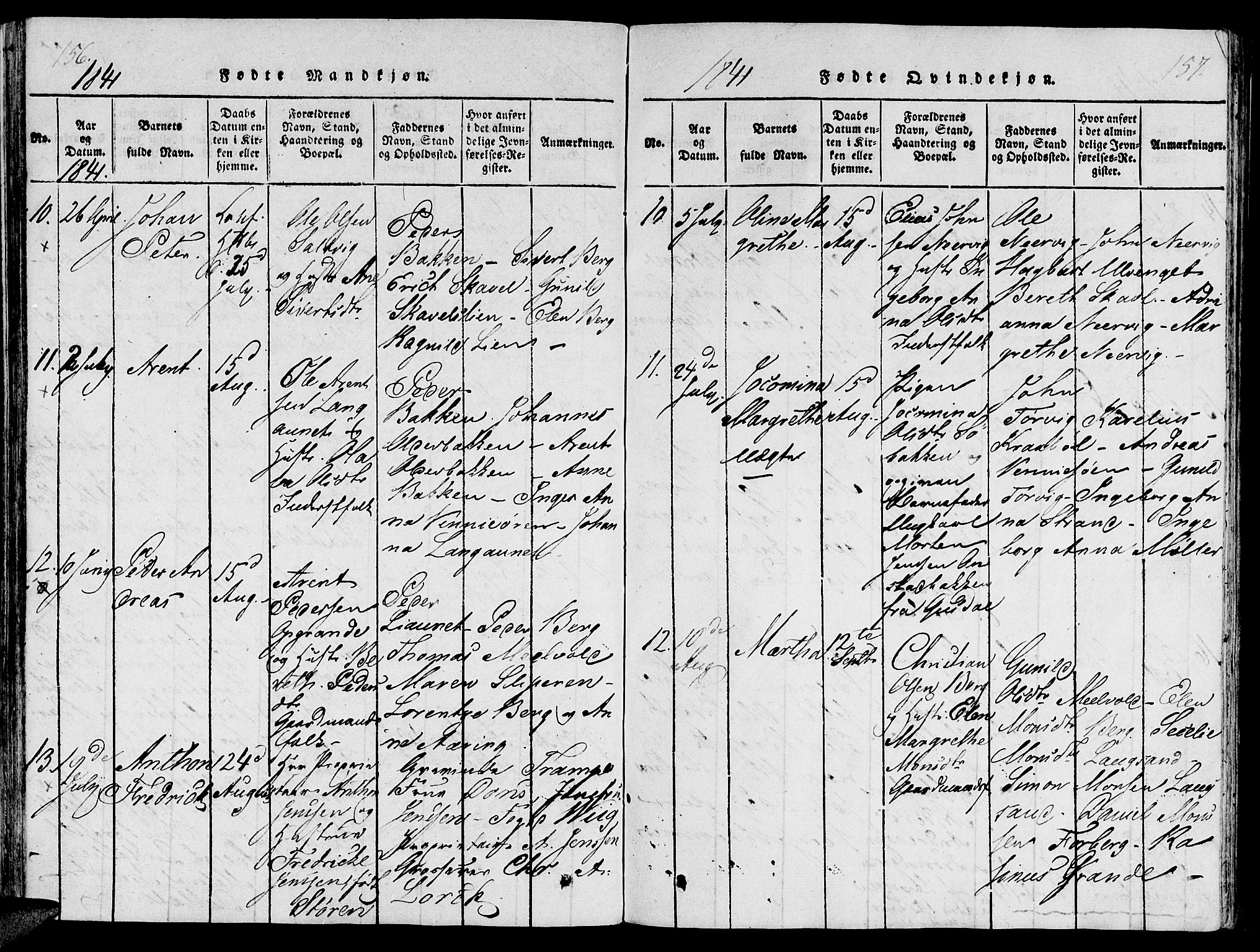 Ministerialprotokoller, klokkerbøker og fødselsregistre - Nord-Trøndelag, SAT/A-1458/733/L0322: Ministerialbok nr. 733A01, 1817-1842, s. 156-157