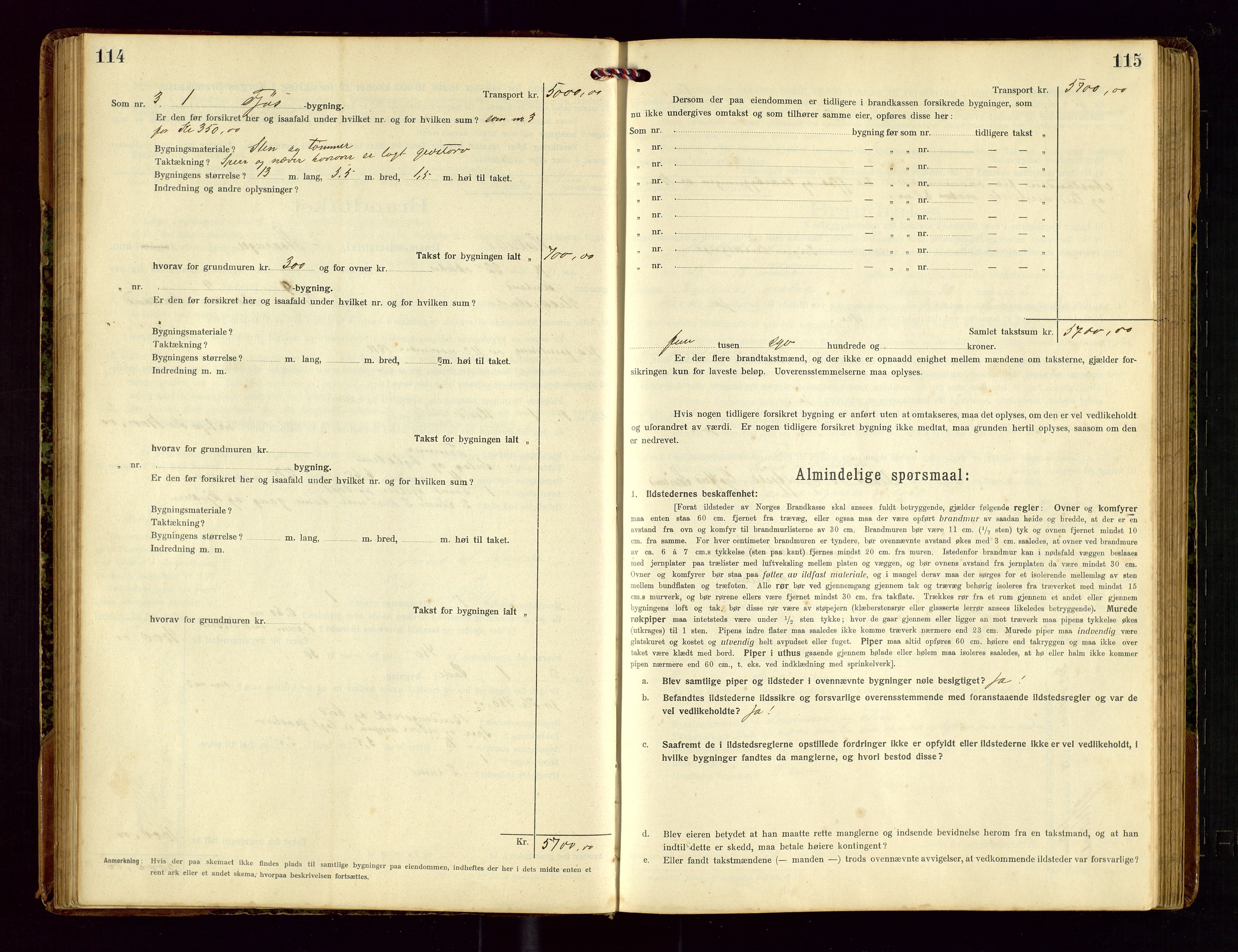 Heskestad lensmannskontor, AV/SAST-A-100304/Gob/L0002: "Brandtakstprotokol", 1915-1922, s. 114-115