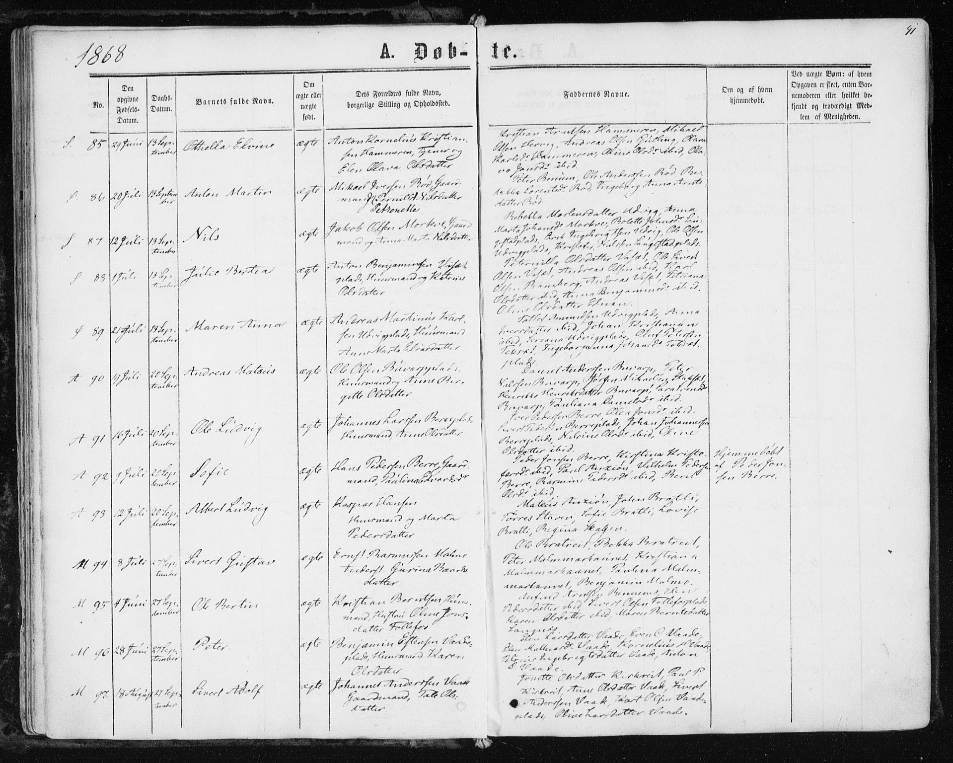 Ministerialprotokoller, klokkerbøker og fødselsregistre - Nord-Trøndelag, SAT/A-1458/741/L0394: Ministerialbok nr. 741A08, 1864-1877, s. 41