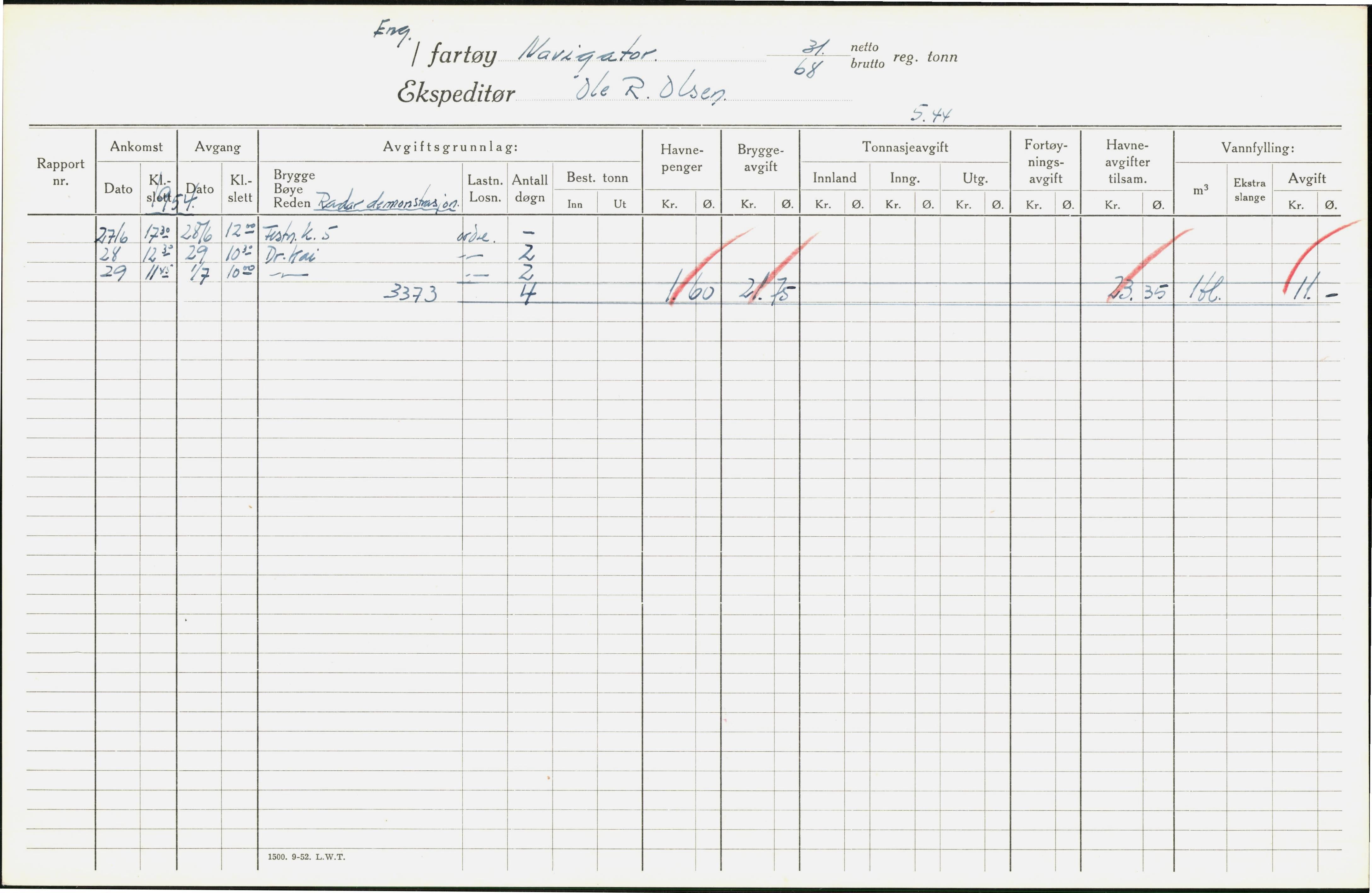 Bergen kommune. Havnekontor/havnefogd, BBA/A-0742/H/Ha/Hac/L0039: Skipsregister Nautius-Norad, 1941-1975