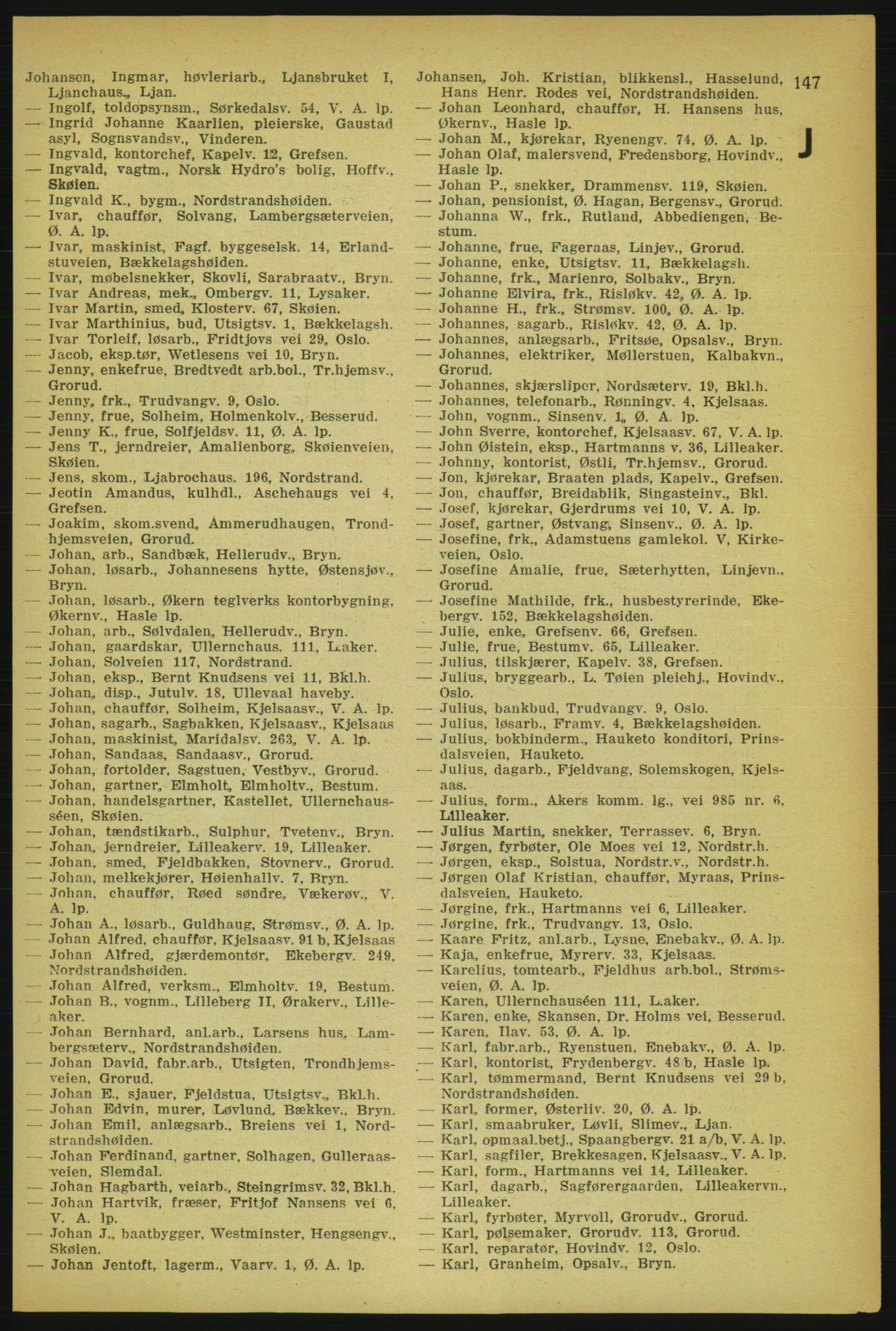 Aker adressebok/adressekalender, PUBL/001/A/004: Aker adressebok, 1929, s. 147