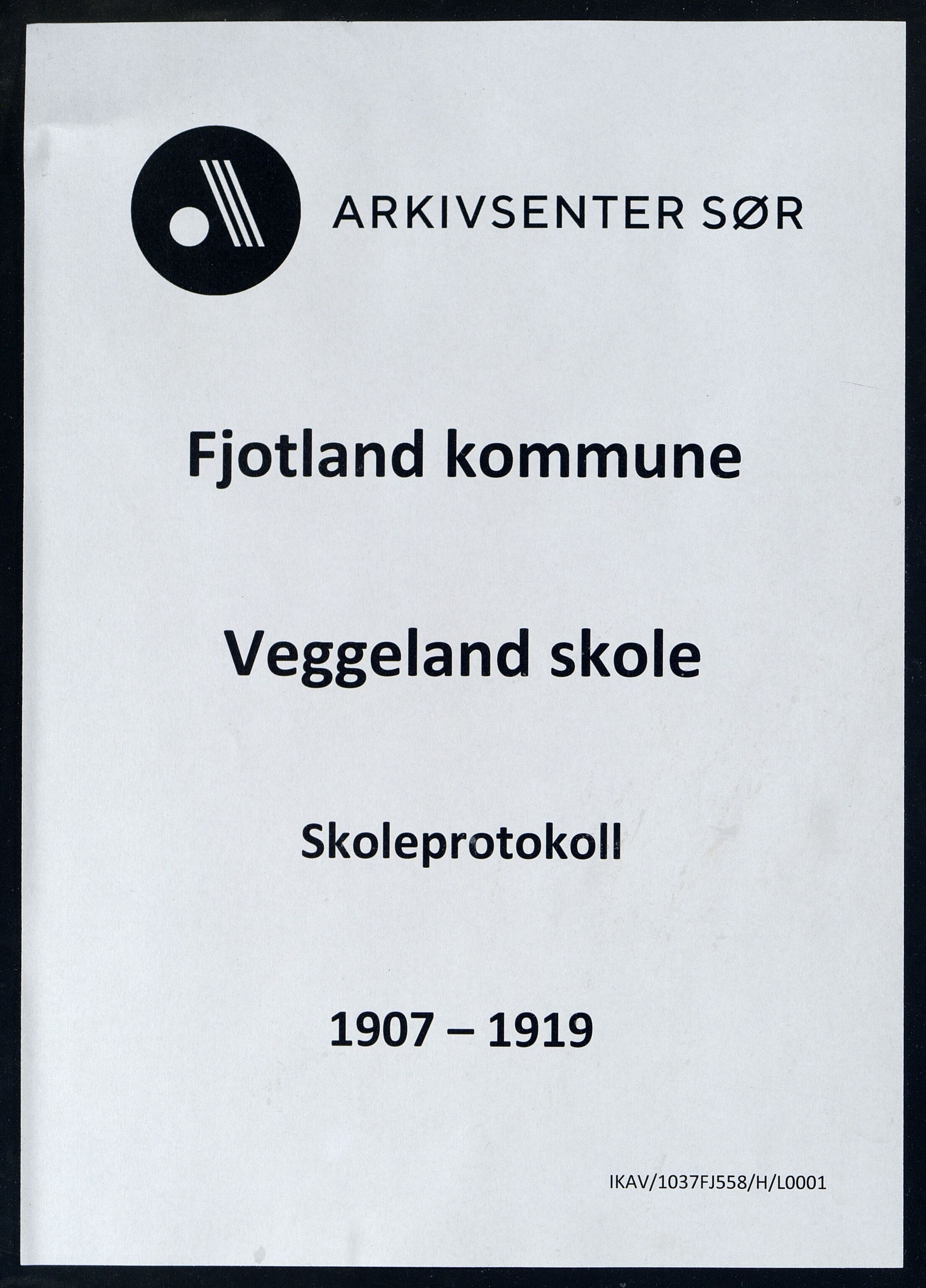 Fjotland kommune - Veggeland Skole, ARKSOR/1037FJ558/H/L0001: Skoleprotokoll, 1907-1919