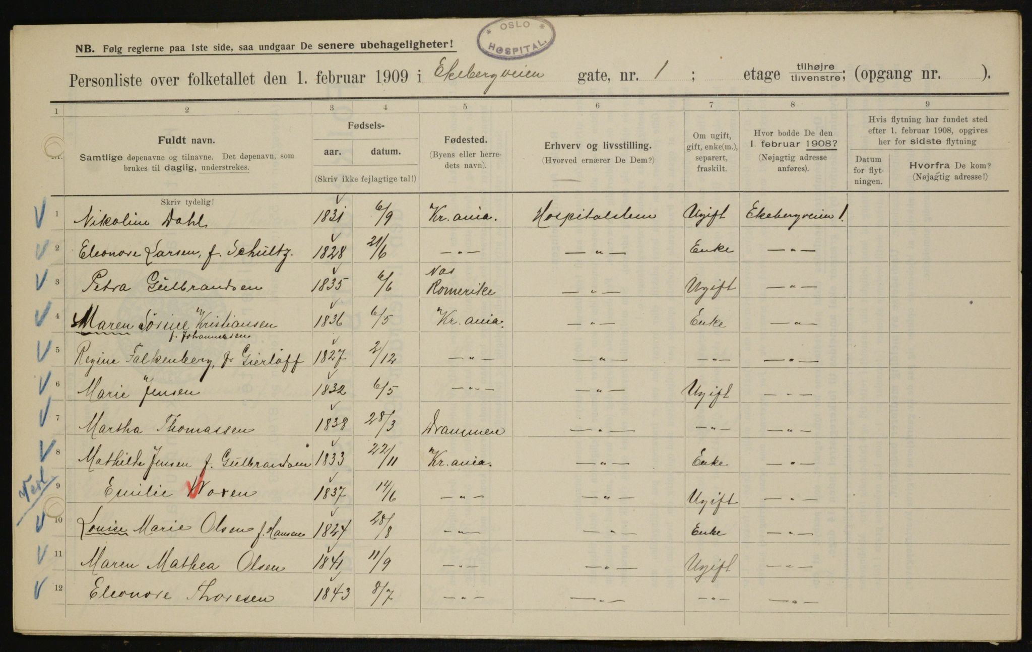 OBA, Kommunal folketelling 1.2.1909 for Kristiania kjøpstad, 1909, s. 18181