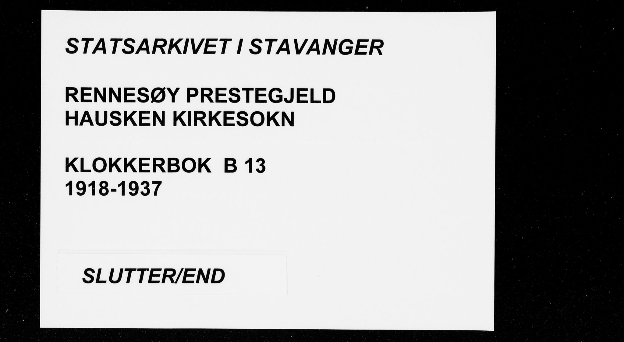 Rennesøy sokneprestkontor, AV/SAST-A -101827/H/Ha/Hab/L0014: Klokkerbok nr. B 13, 1918-1937