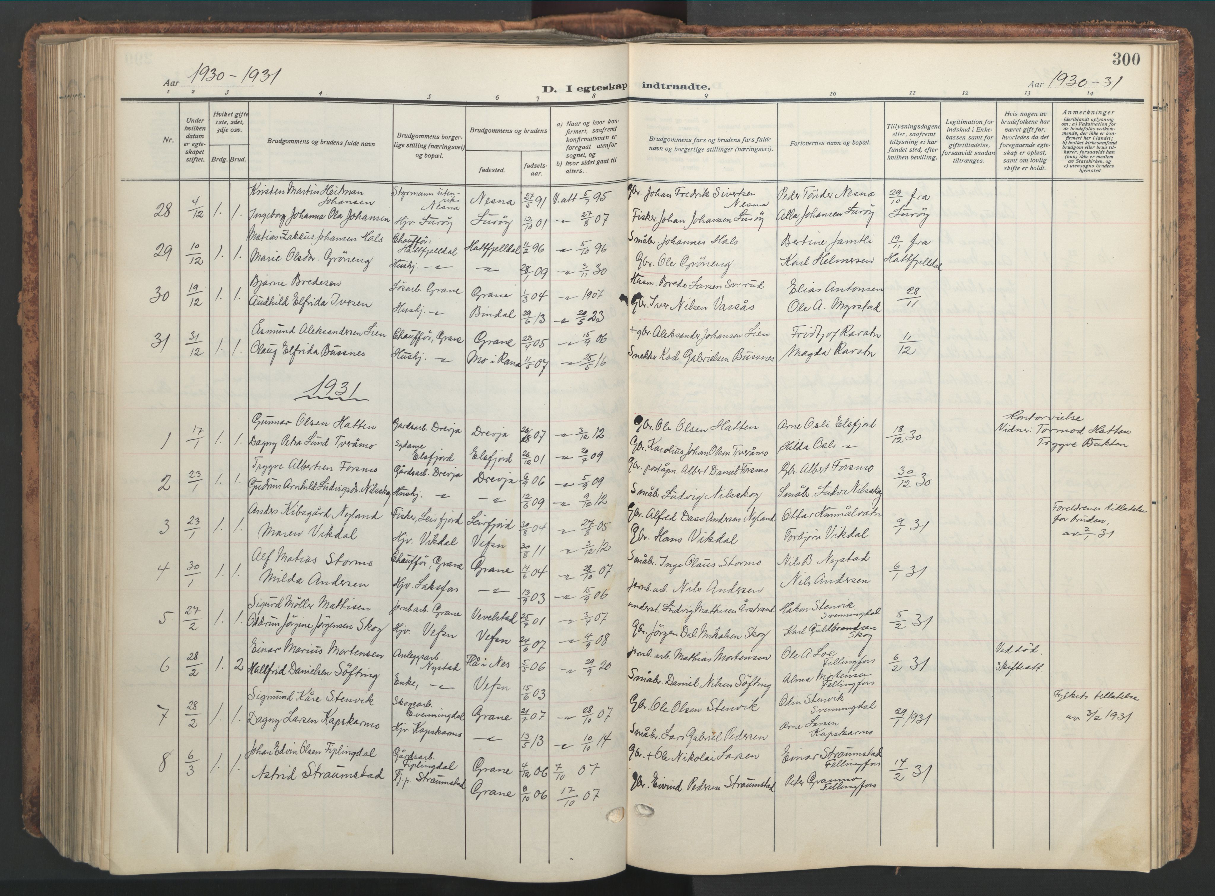 Ministerialprotokoller, klokkerbøker og fødselsregistre - Nordland, SAT/A-1459/820/L0302: Klokkerbok nr. 820C04, 1917-1948, s. 300