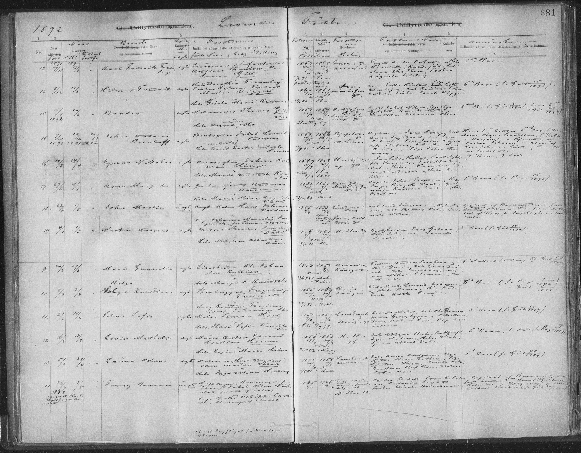 Ministerialprotokoller, klokkerbøker og fødselsregistre - Sør-Trøndelag, SAT/A-1456/603/L0163: Ministerialbok nr. 603A02, 1879-1895, s. 381
