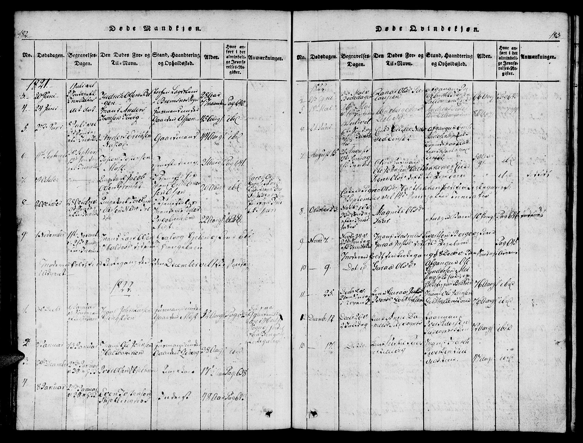 Ministerialprotokoller, klokkerbøker og fødselsregistre - Møre og Romsdal, SAT/A-1454/573/L0873: Klokkerbok nr. 573C01, 1819-1834, s. 182-183