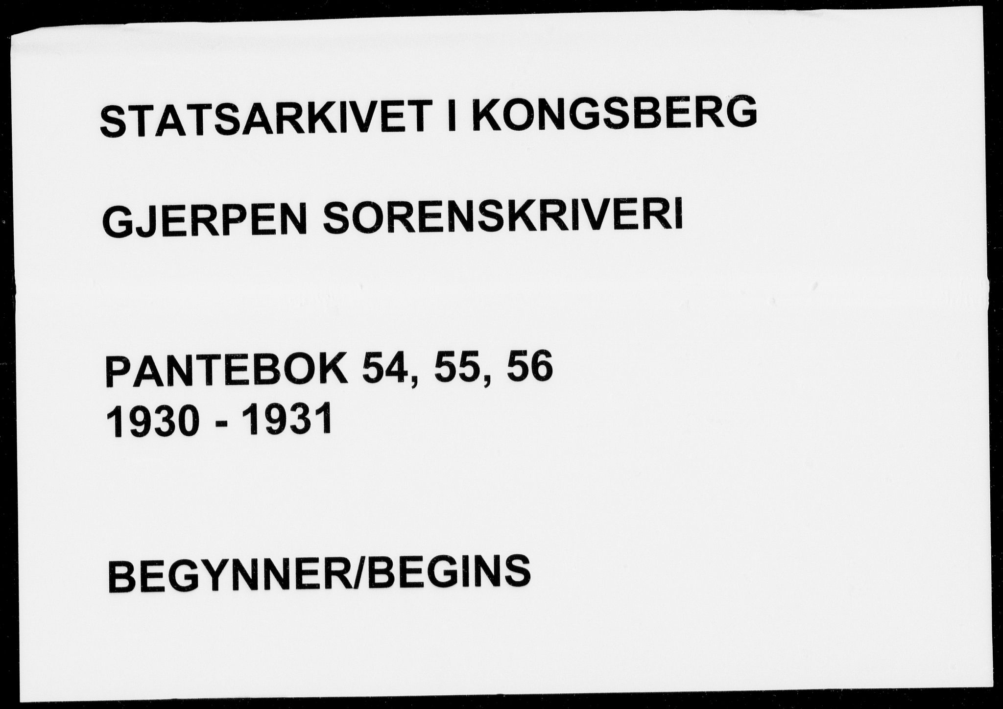 Gjerpen sorenskriveri, SAKO/A-216/G/Ga/Gaa/L0054: Pantebok nr. I 54-56, 1930-1931